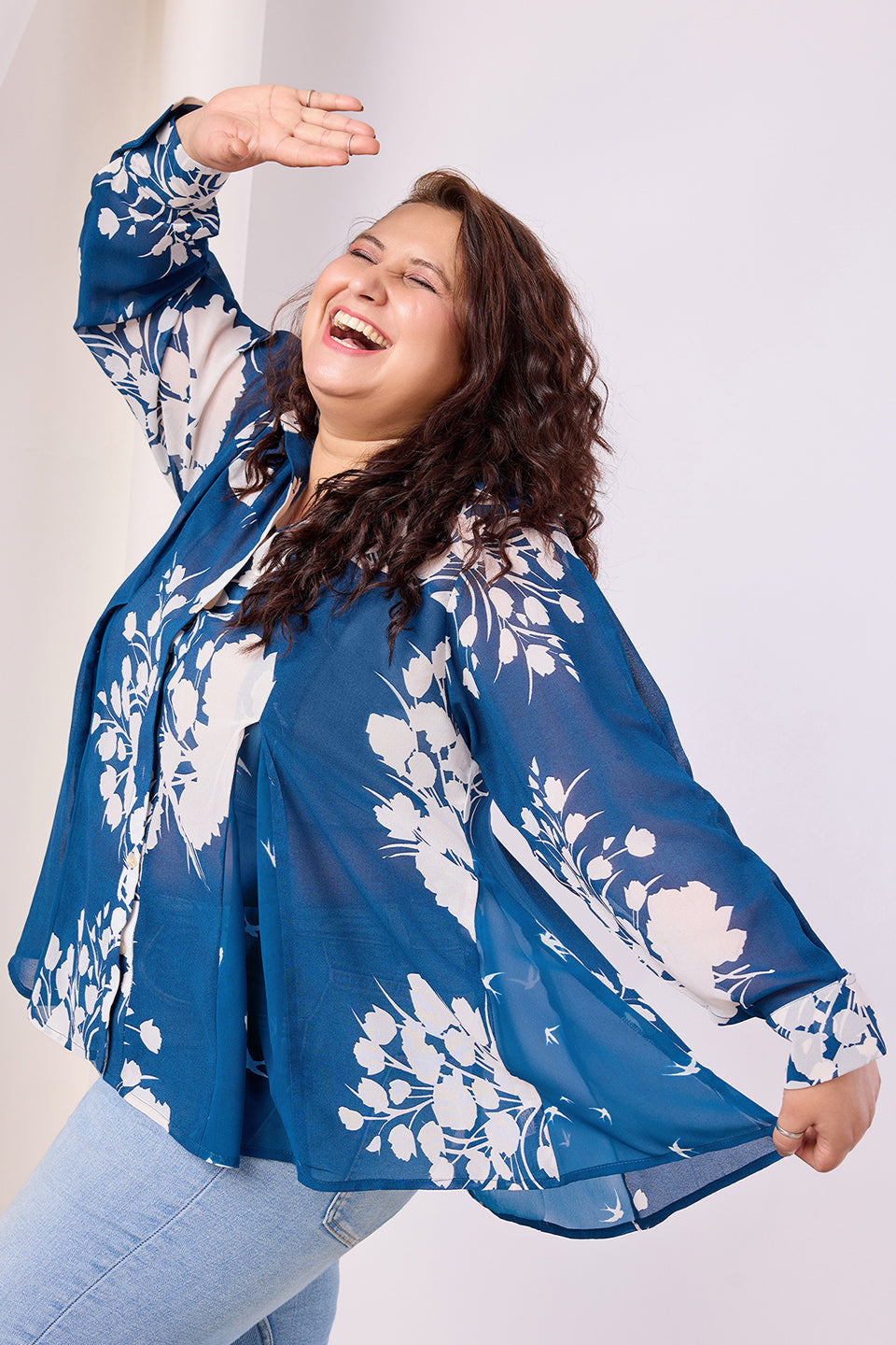 Floral Print Georgette Spread Collar Shirt