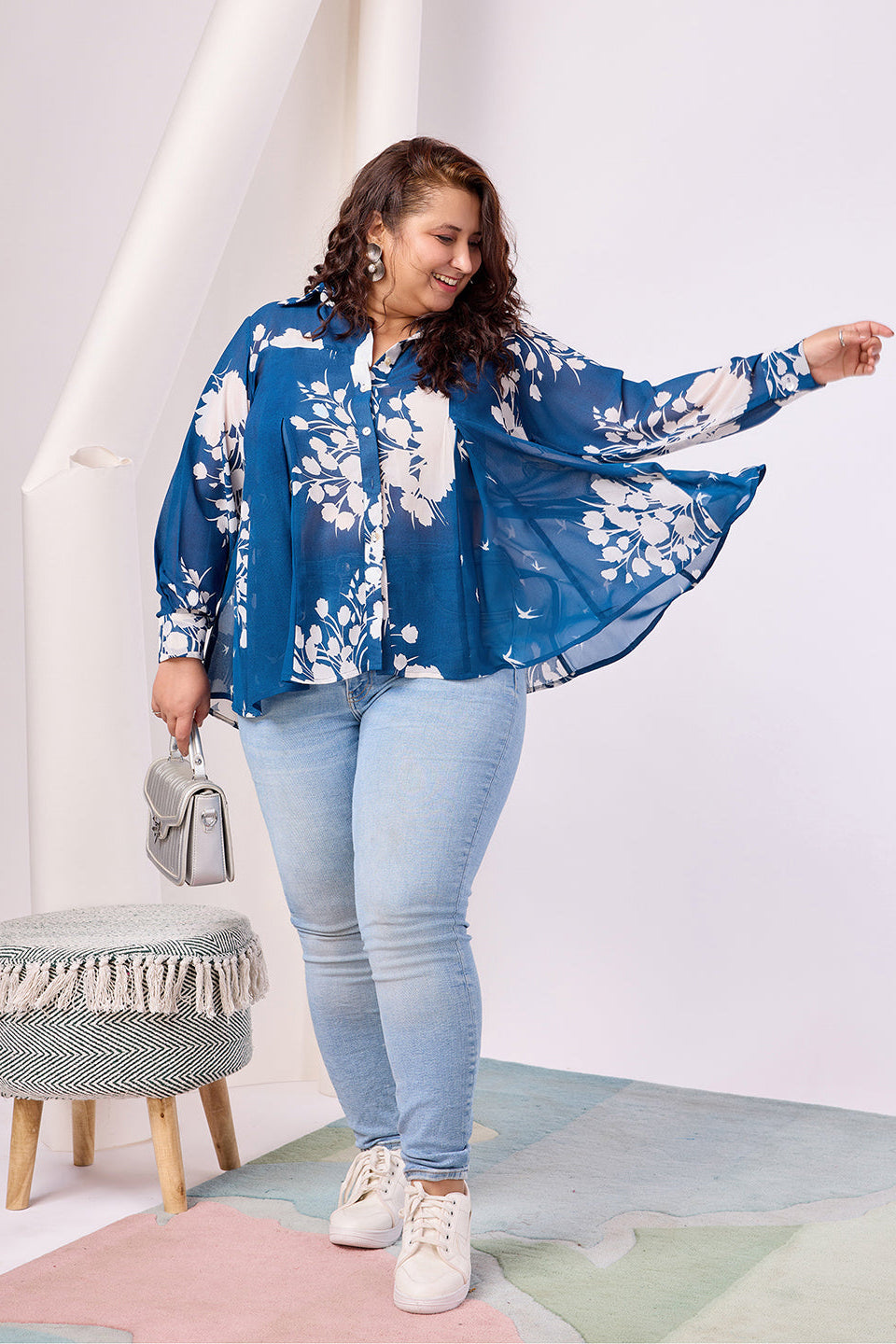 Floral Print Georgette Spread Collar Shirt