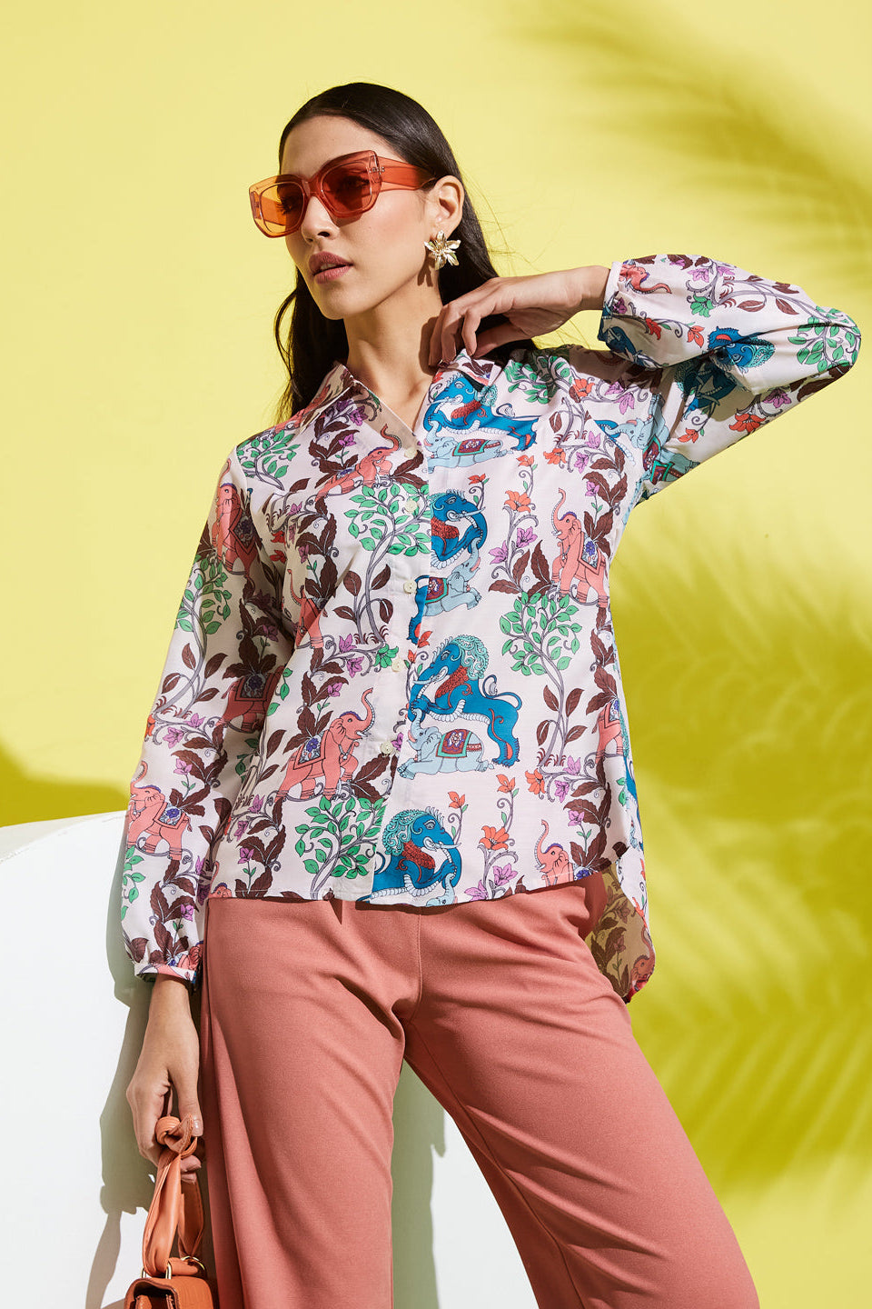 Ethnic Motif Muslin Cotton Shirt