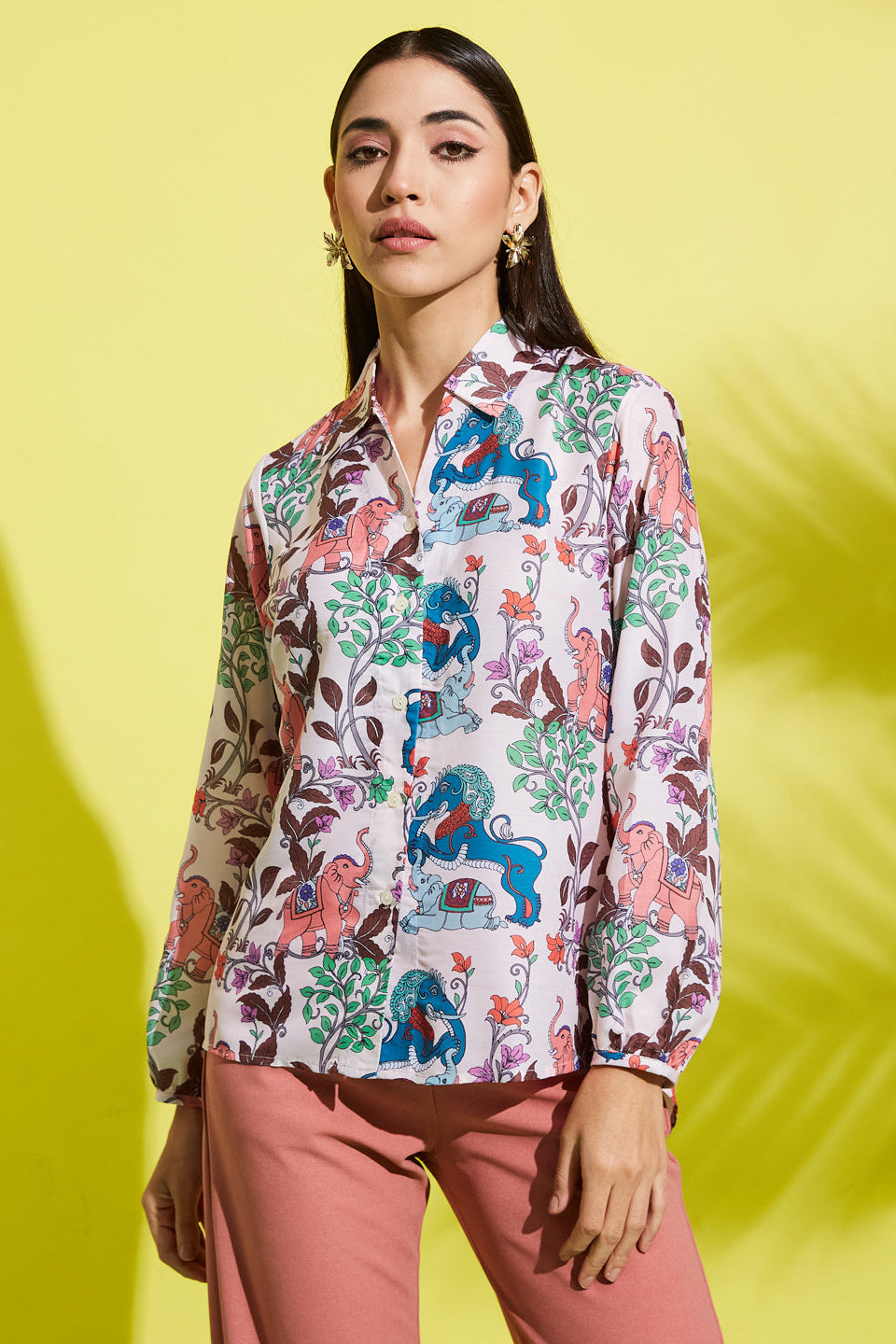 Ethnic Motif Muslin Cotton Shirt