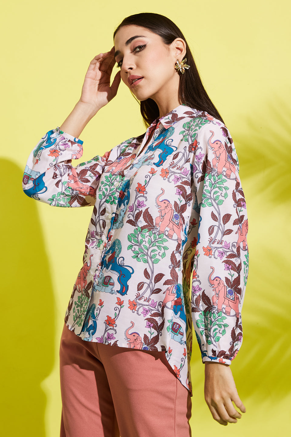 Ethnic Motif Muslin Cotton Shirt