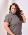 Grey Color Checkered Shirt For Women