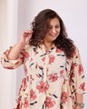 Cream Color Floral Crepe Shirt For Women