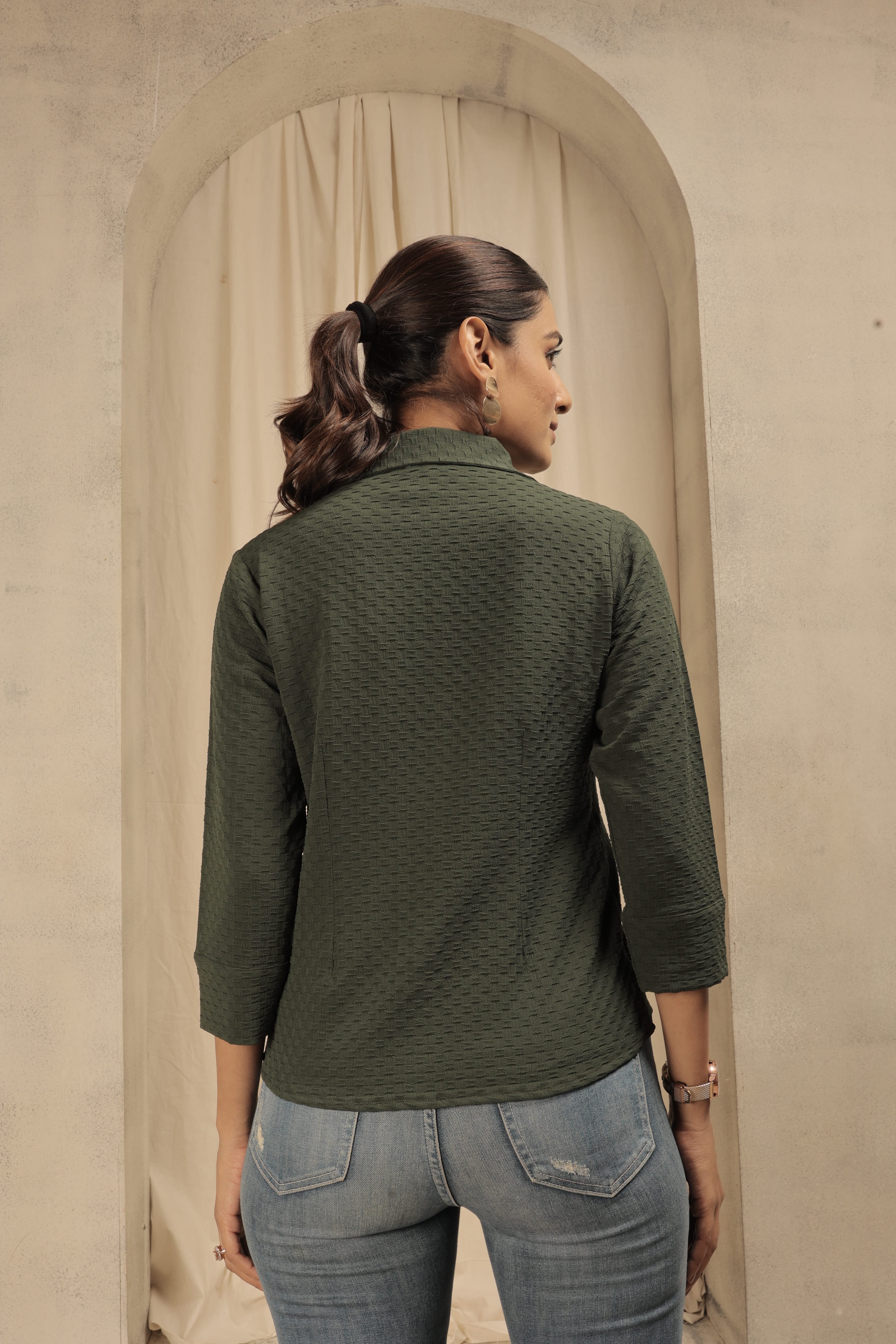 Green Puff Formal Shirt