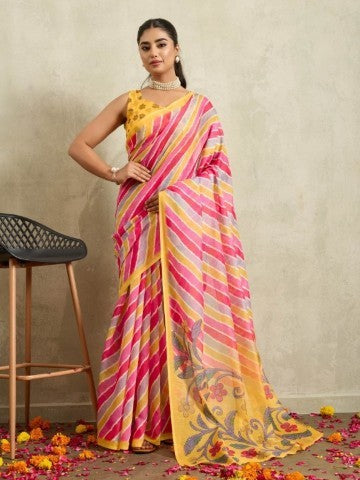 Multicoloured Cotton Blend Ready to Wear Saree