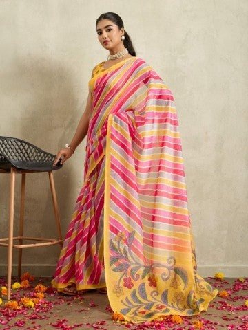 Multicoloured Cotton Blend Ready to Wear Saree