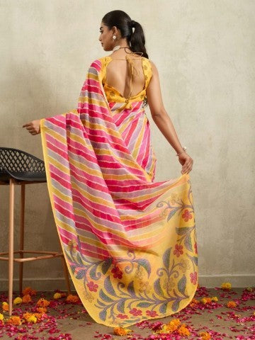 Multicoloured Cotton Blend Ready to Wear Saree