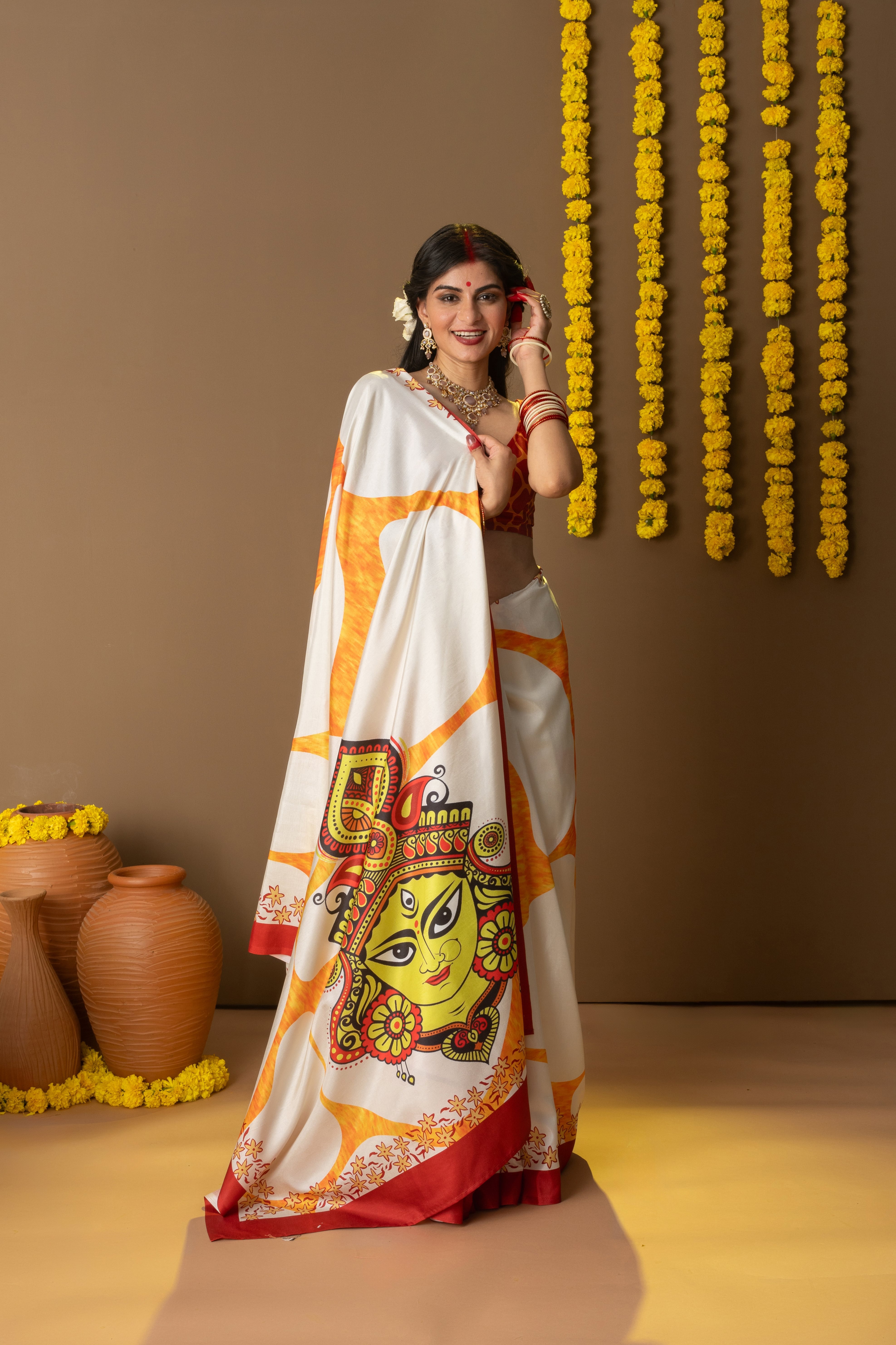 Rachna Durga Meize Prints Dola Silk Saree