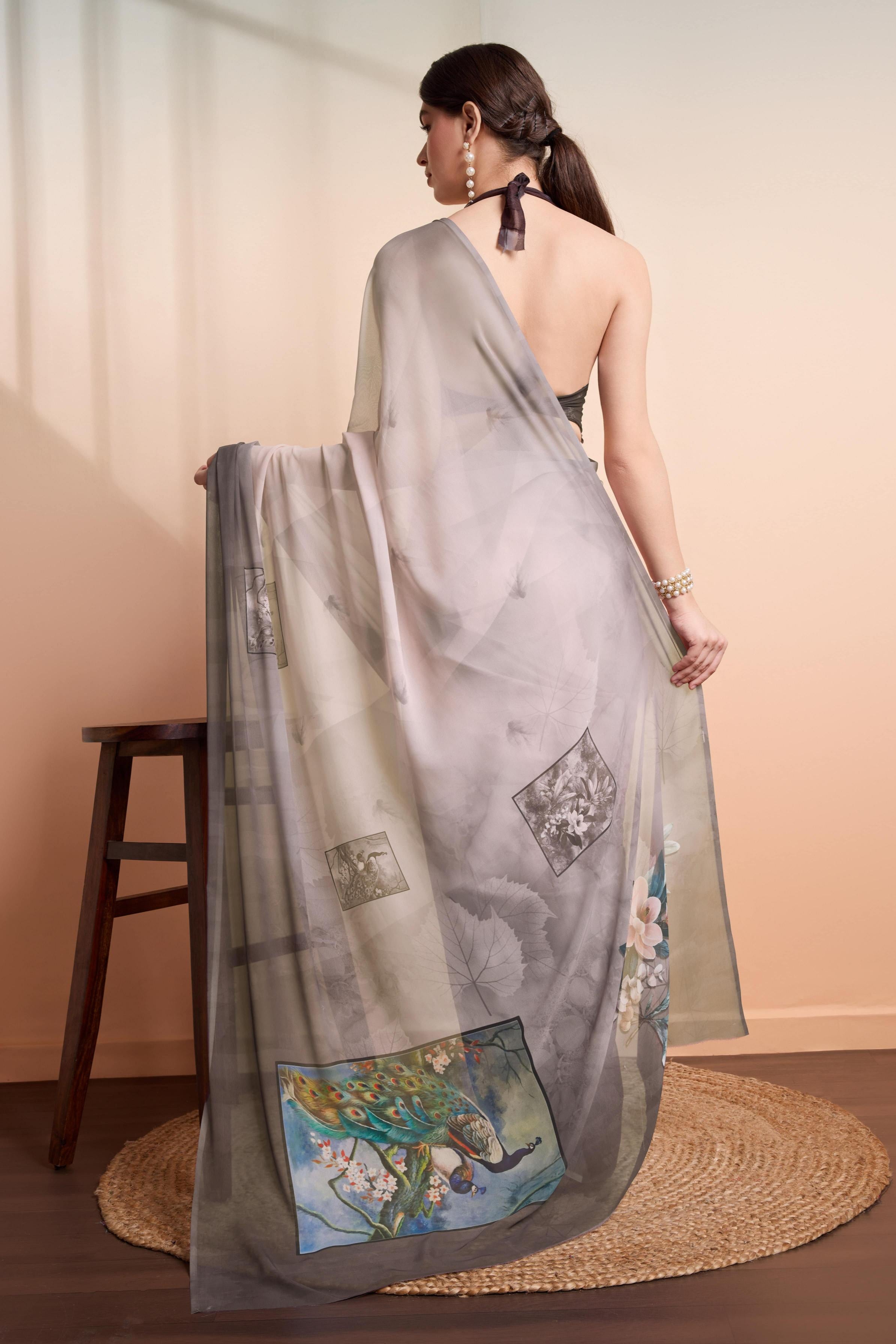 RACHNA Ethnic Motifs Pure Georgette  Saree