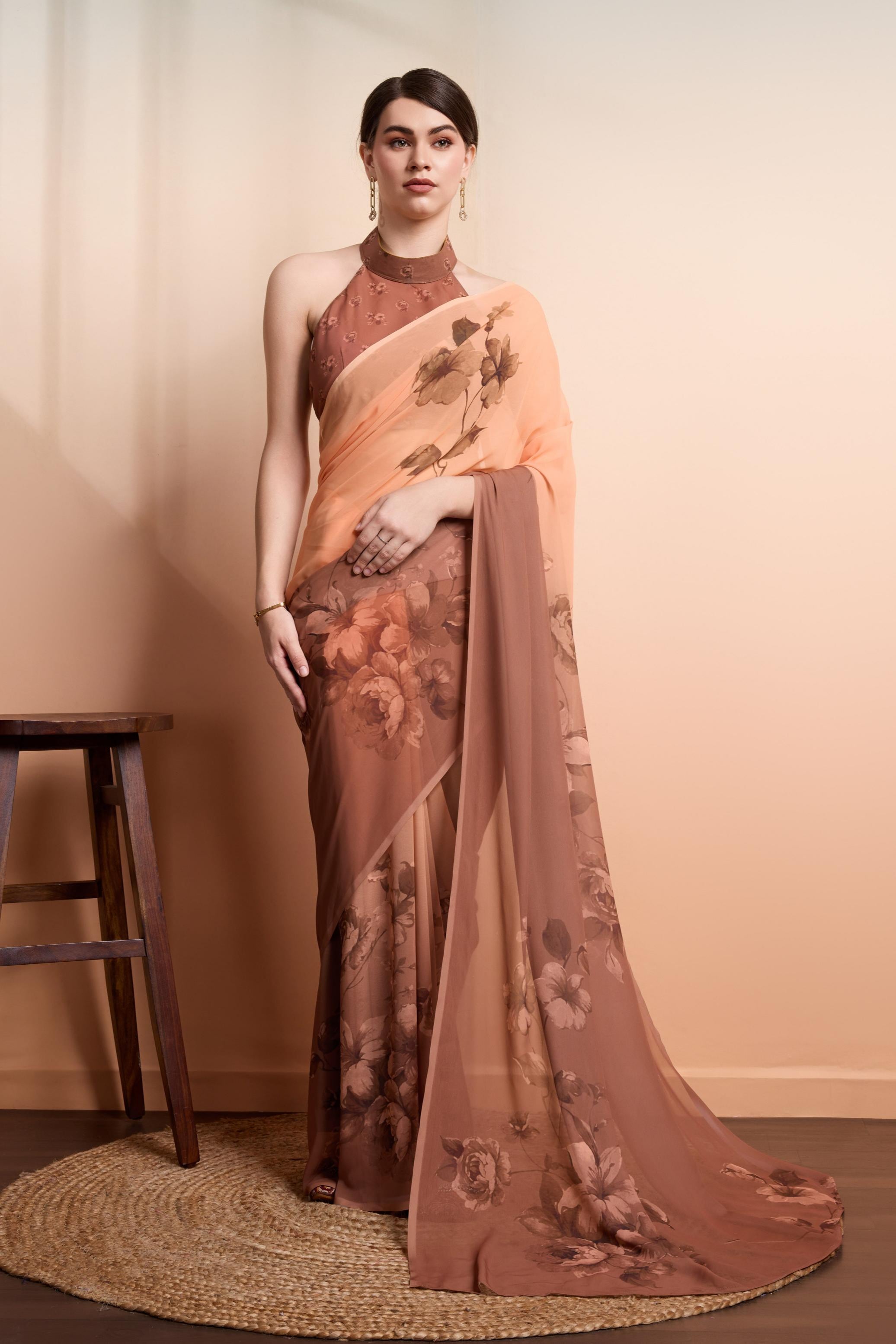 RACHNA Floral Pure Georgette Saree