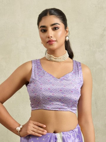 Amazing Purple Bandhani Satin Ready to Wear Saree