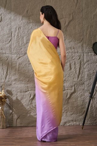 Lavender Ombre Solid Satin Ready to Wear Saree