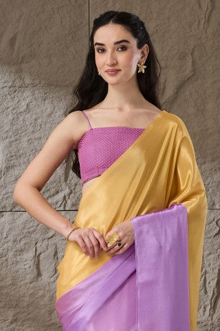 Lavender Ombre Solid Satin Ready to Wear Saree