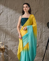 Blue Ombre Dyed Satin Ready to Wear Saree