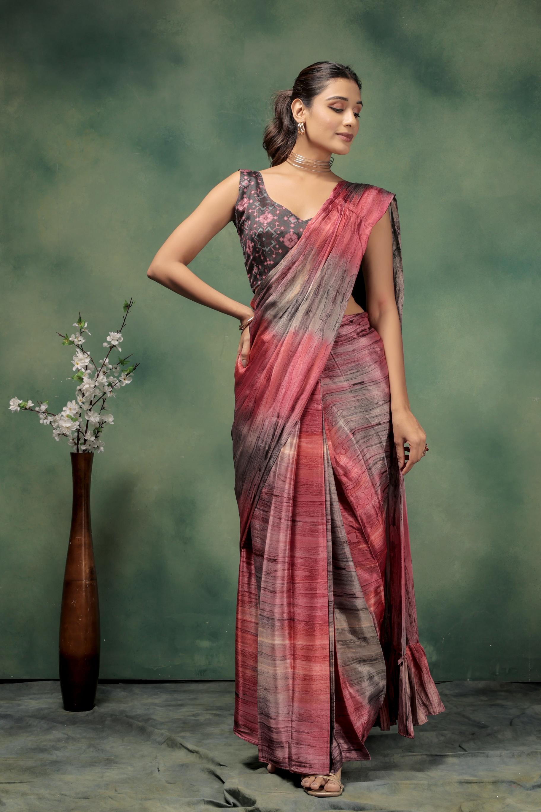 Prism Prestitched Frill Pallu Ready To Wear Saree