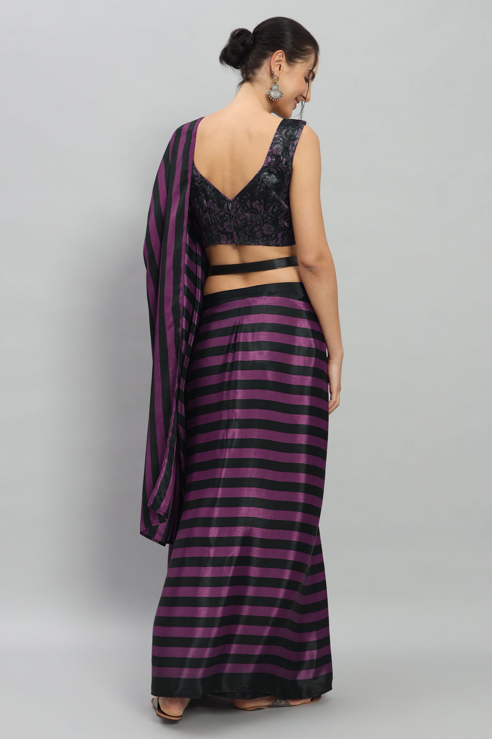 Partywear Stripes Ready to Wear Saree