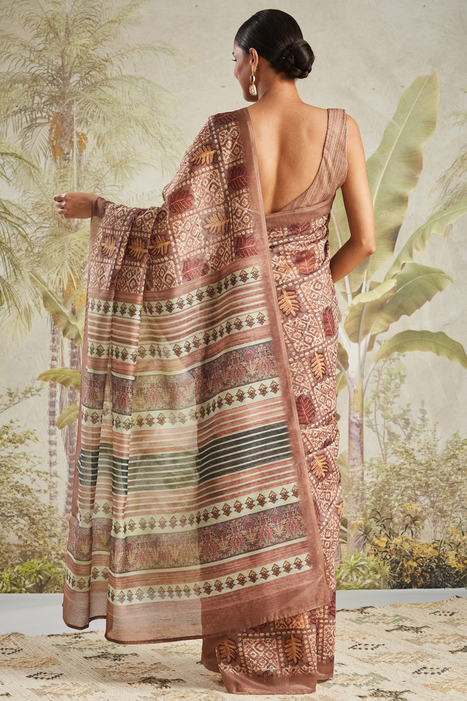 Batik Printed Chanderi Cotton Ready To Wear Saree