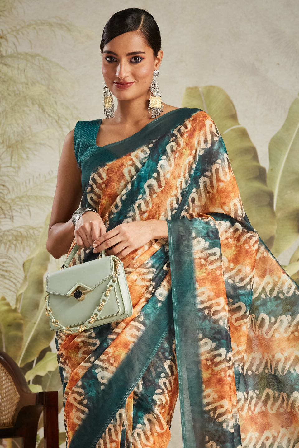 Abstract Printed Chanderi Cotton Ready To Wear Saree