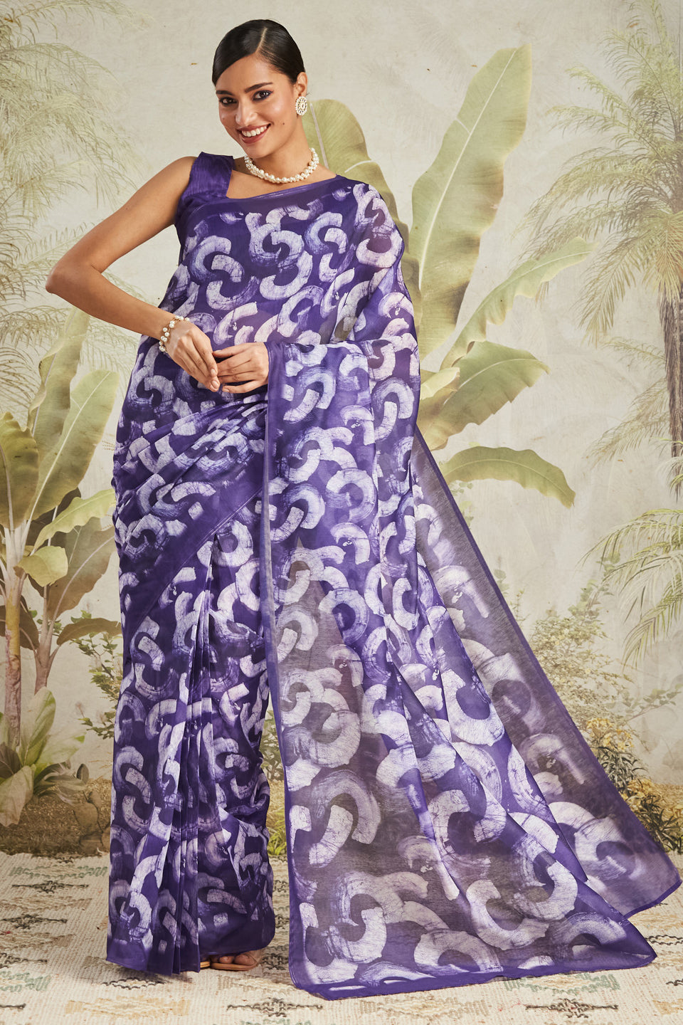 Batik Art Printed Chanderi Cotton Ready To Wear Saree