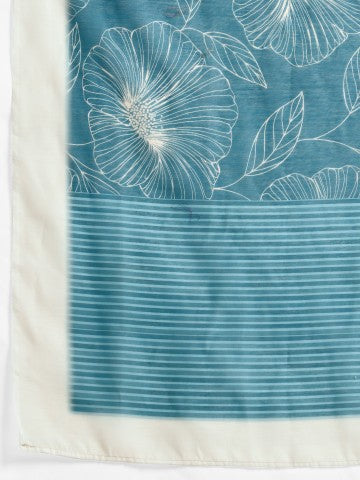 Blue Floral Printed Cotton Blend Ready to Wear Saree