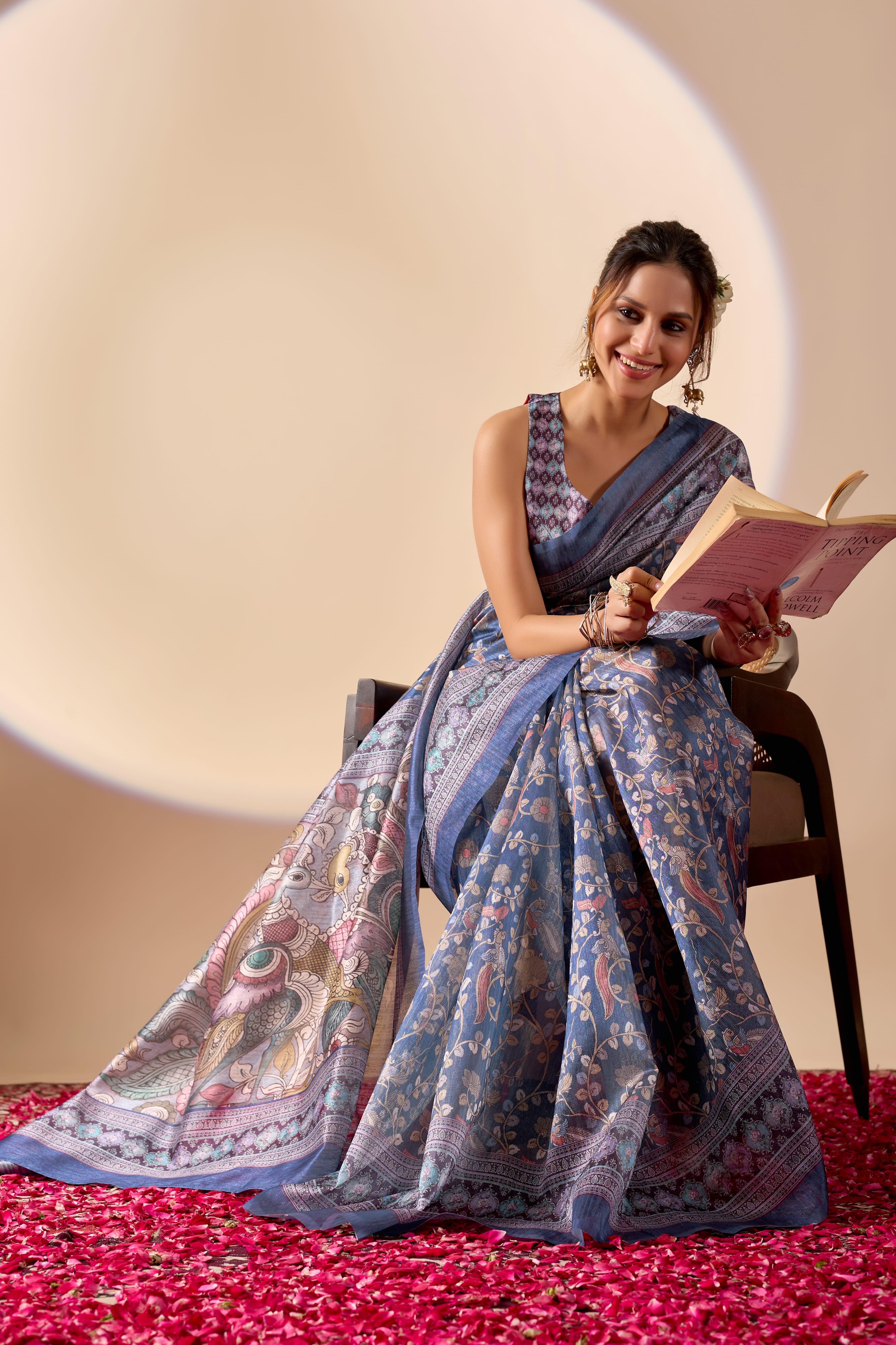 Multi Color Poly Cotton Ready Wear Saree