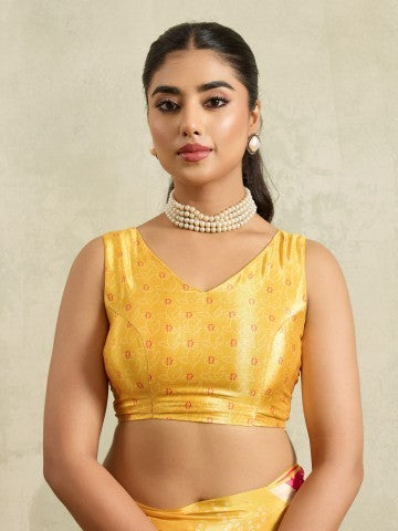 Yellow & Pink Bandhani Printed Satin Party Wear Saree