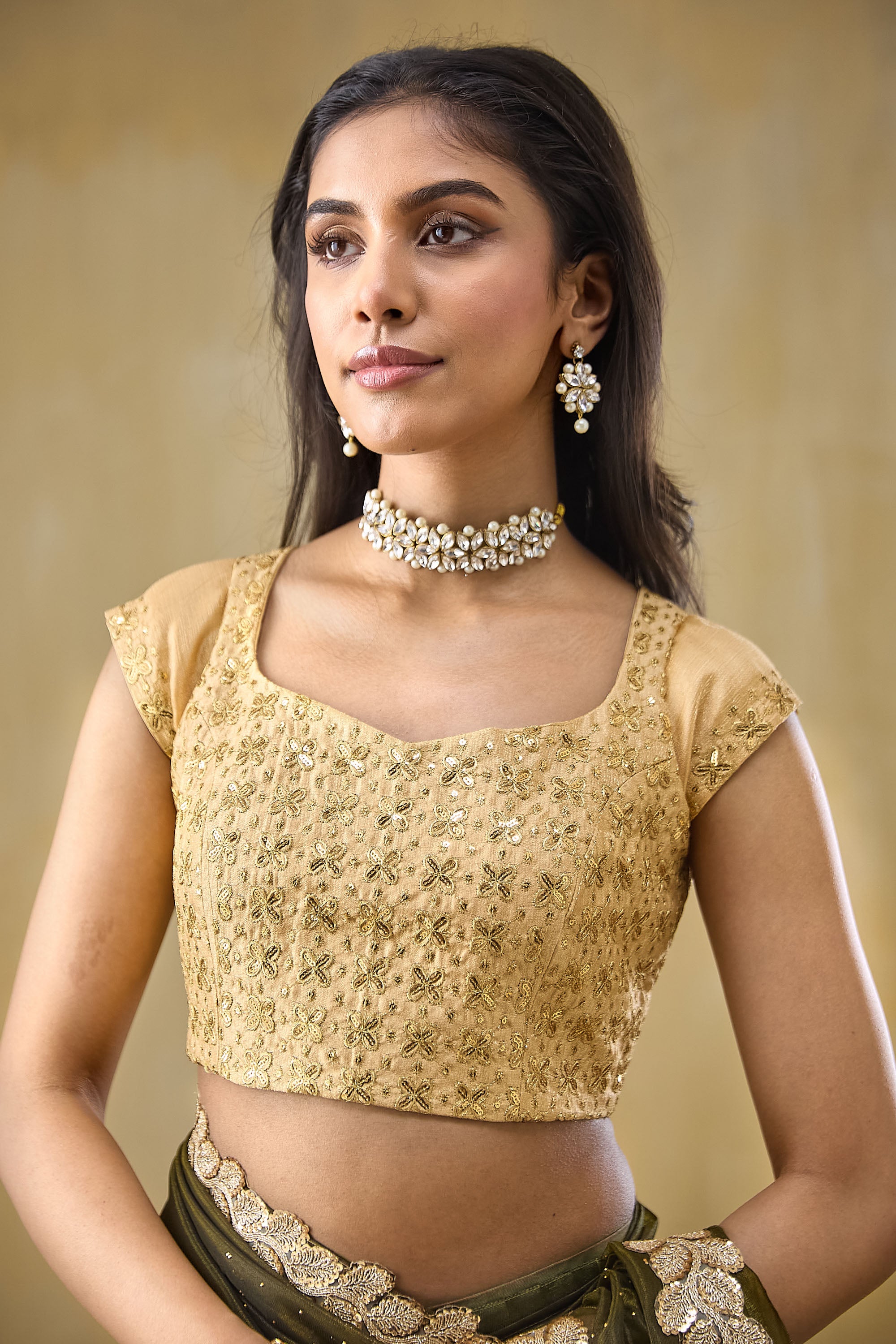 Embellished Lace Border Swarovski Ready To Wear Saree