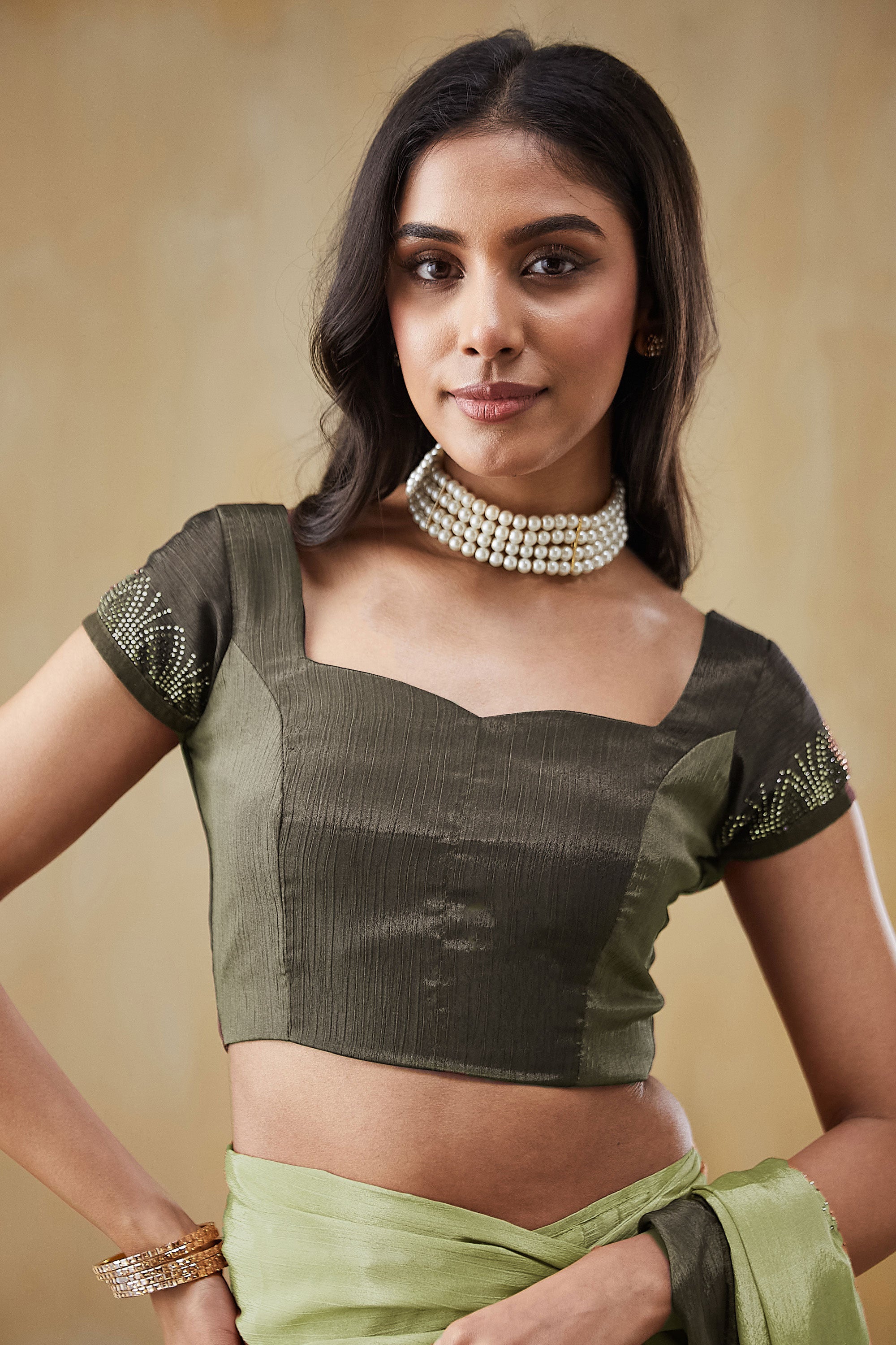 Swarovski Work Border  Saree