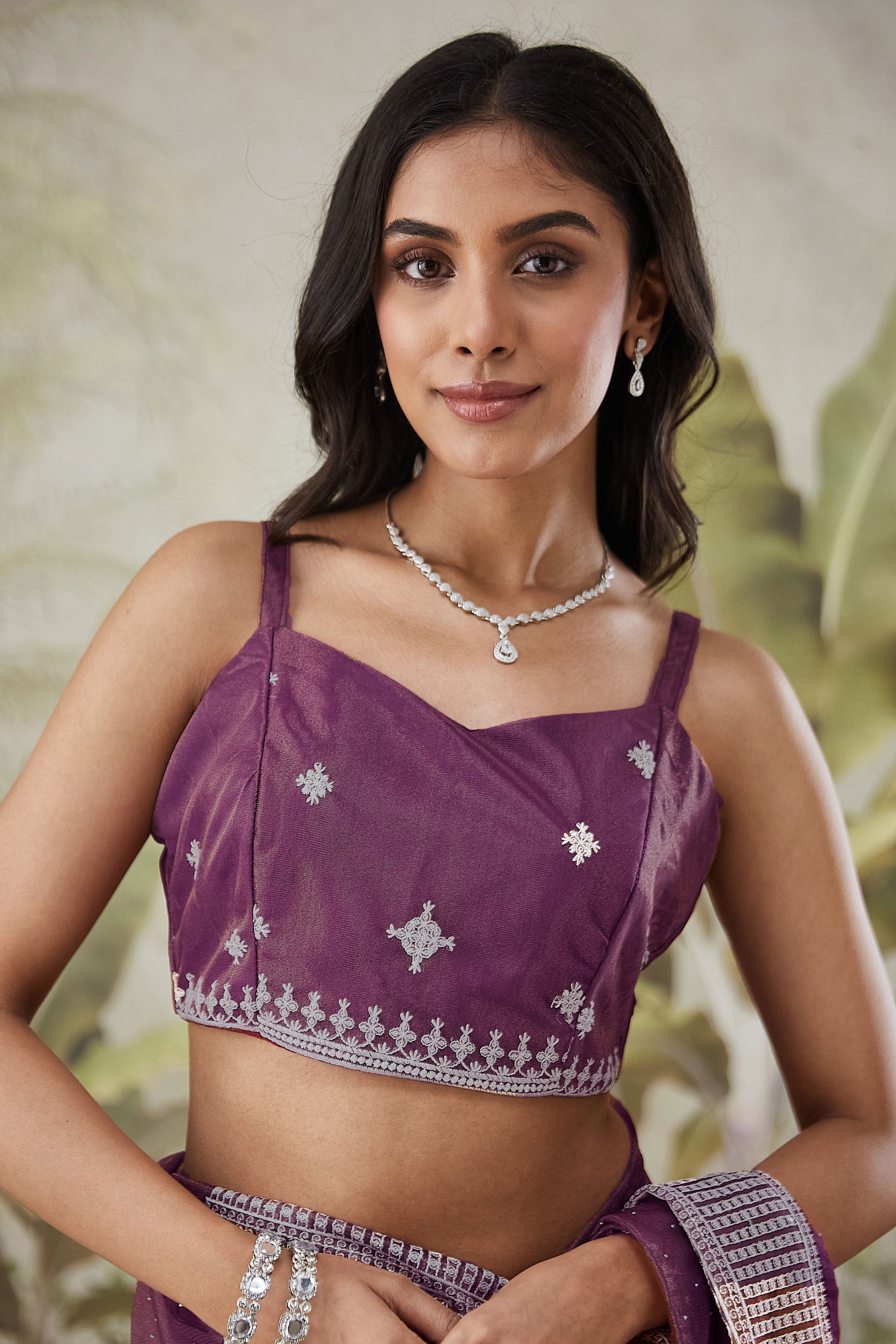 Partywear Embroidered Patta Ready To Wear Saree