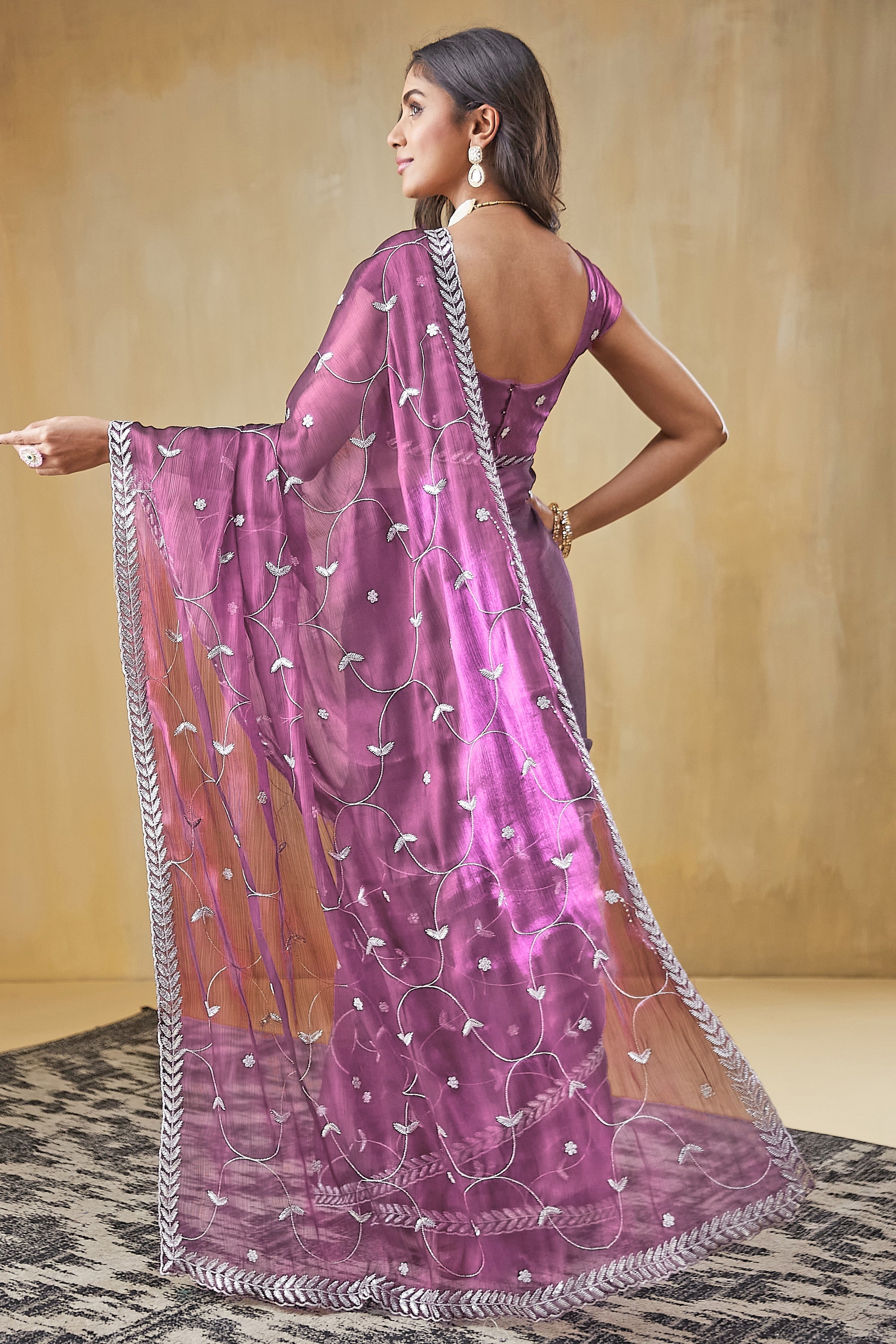 Embroidery Work Ready To Wear Saree
