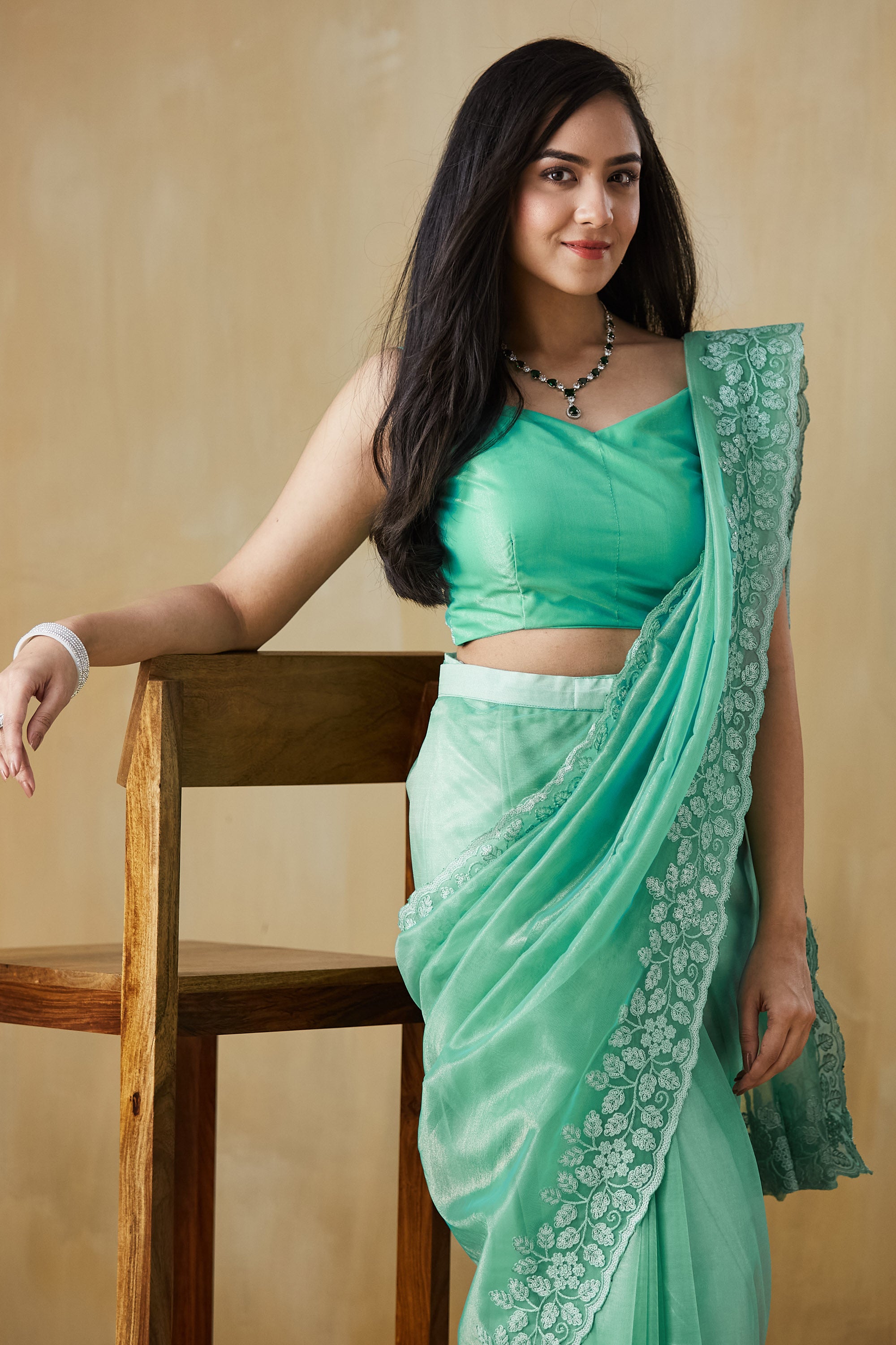 Floral Embroidery Work  Saree