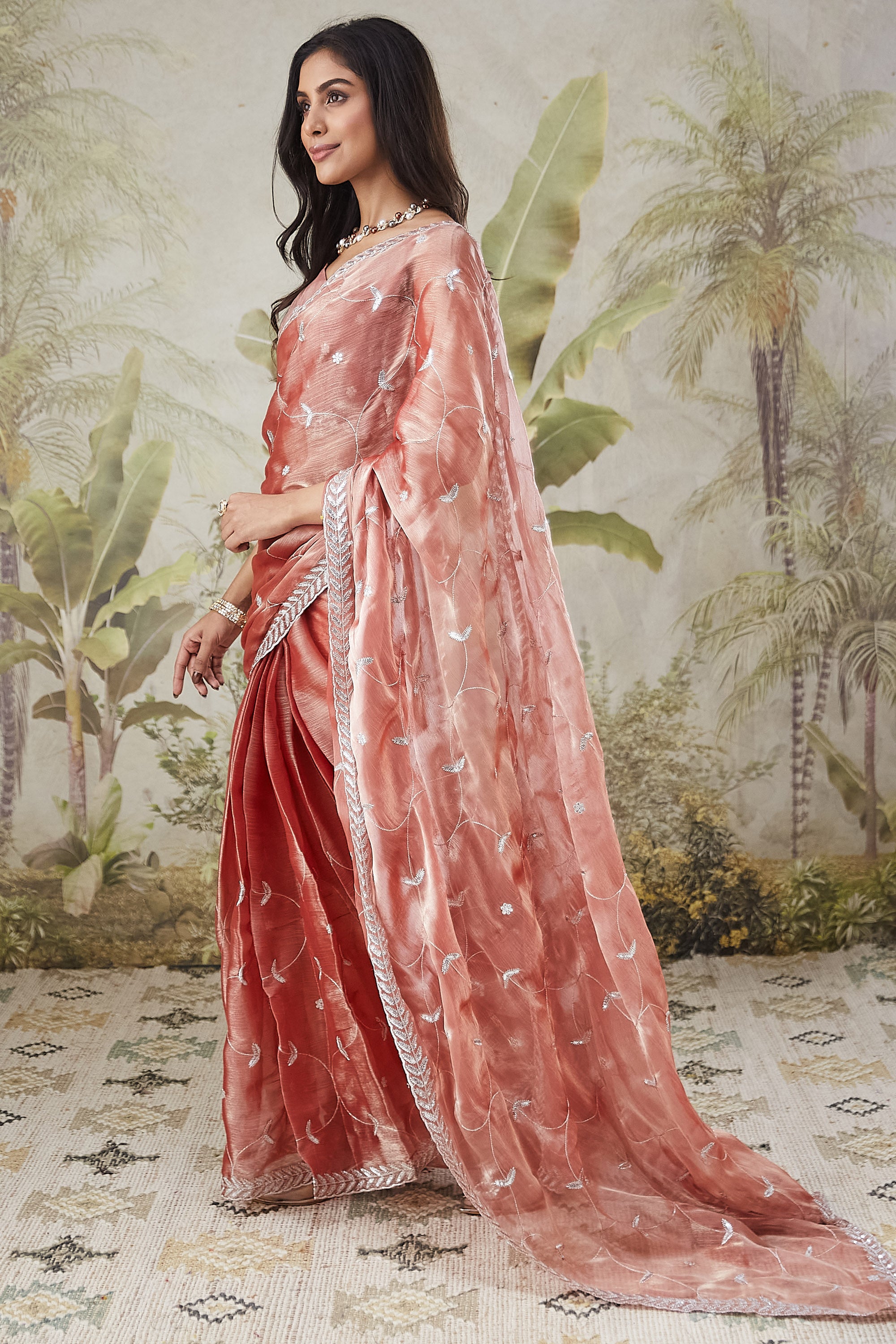 Embroidery Work Ready To Wear Saree