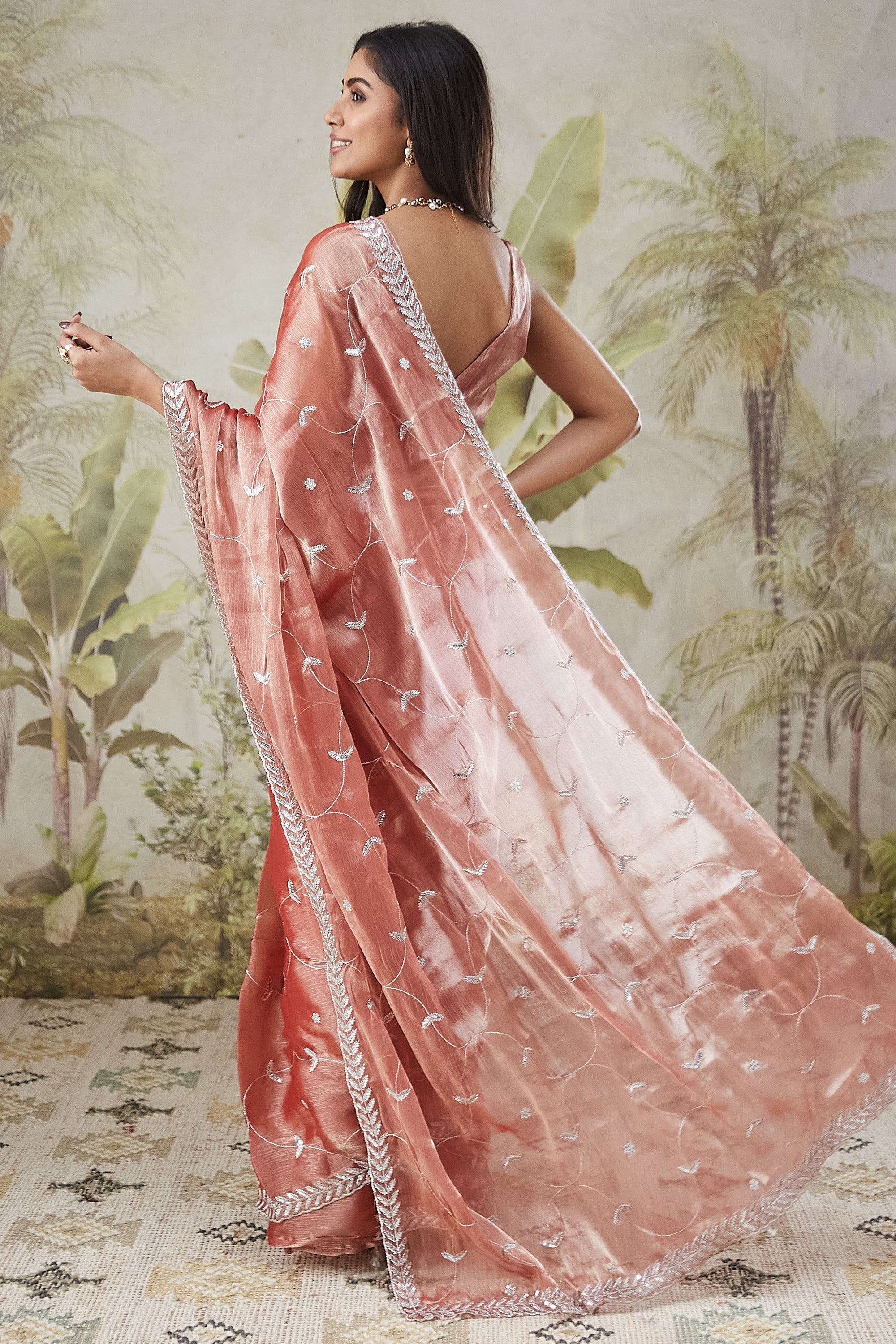 Embroidery Work Ready To Wear Saree