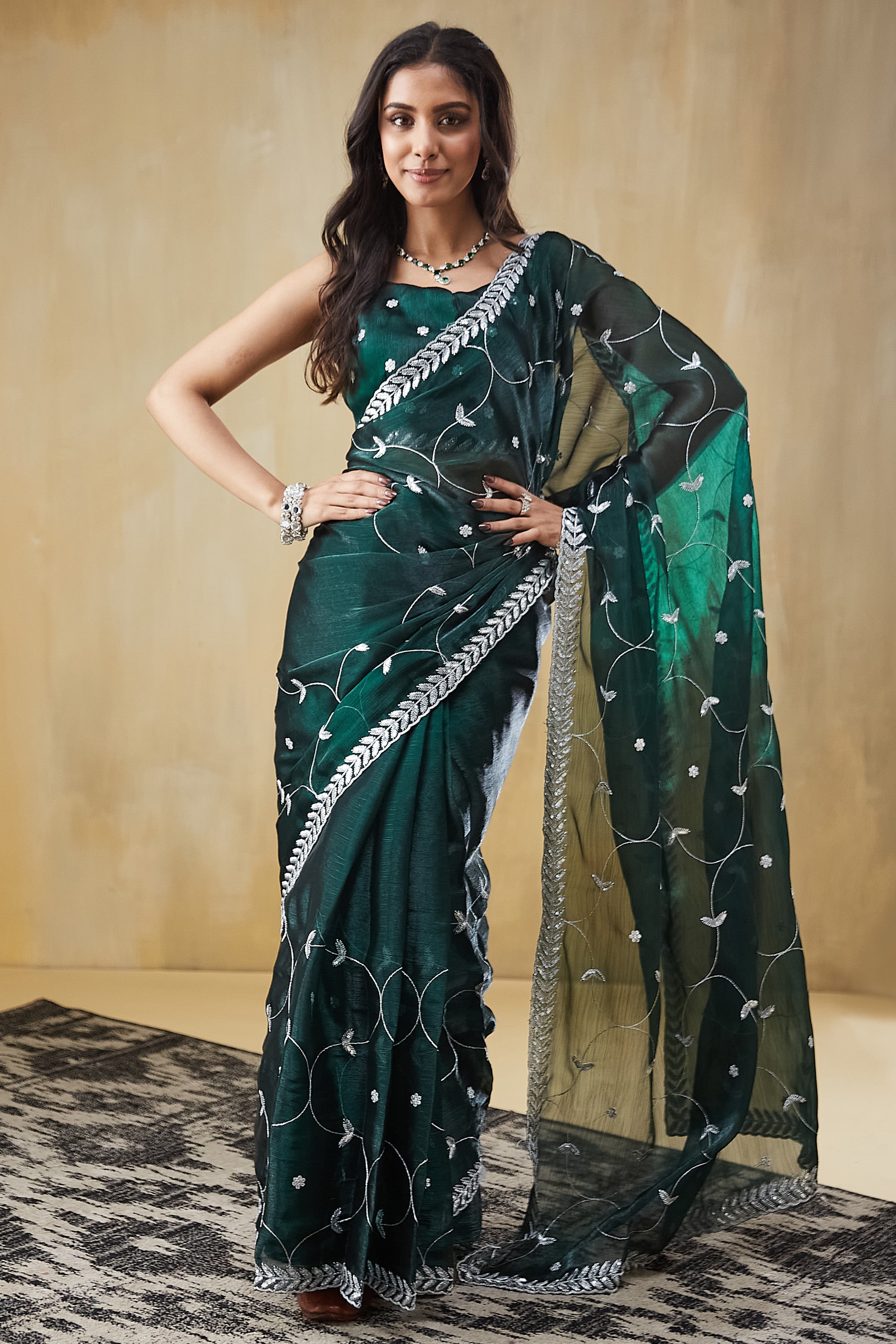 Embroidery Work Ready To Wear Saree