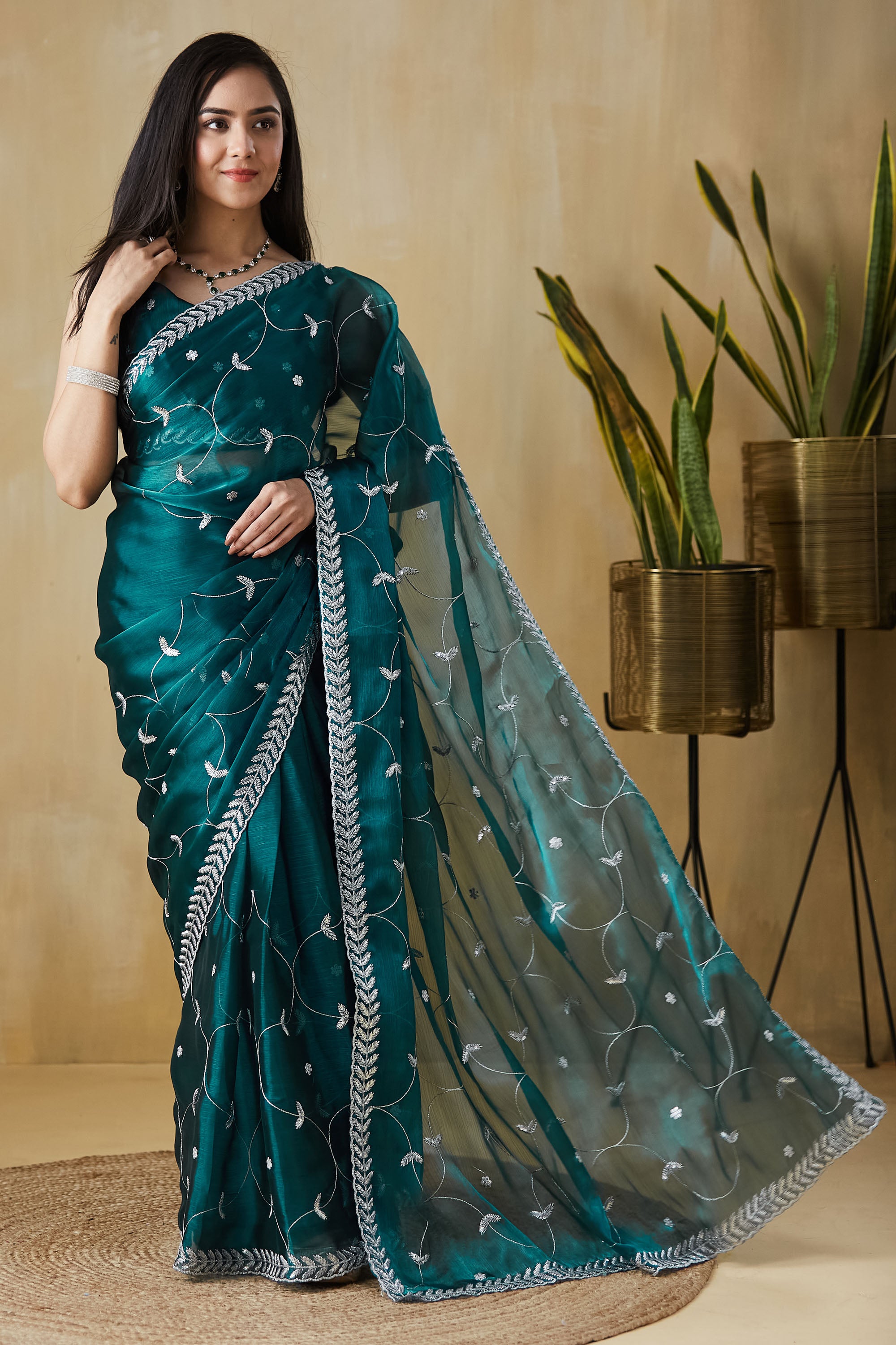 Embroidery Work Ready To Wear Saree