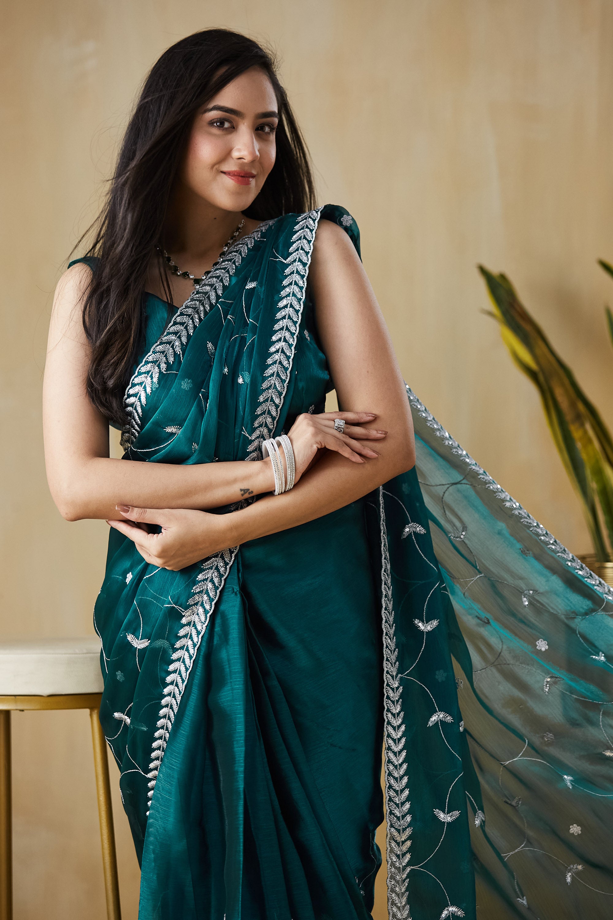 Embroidery Work Saree