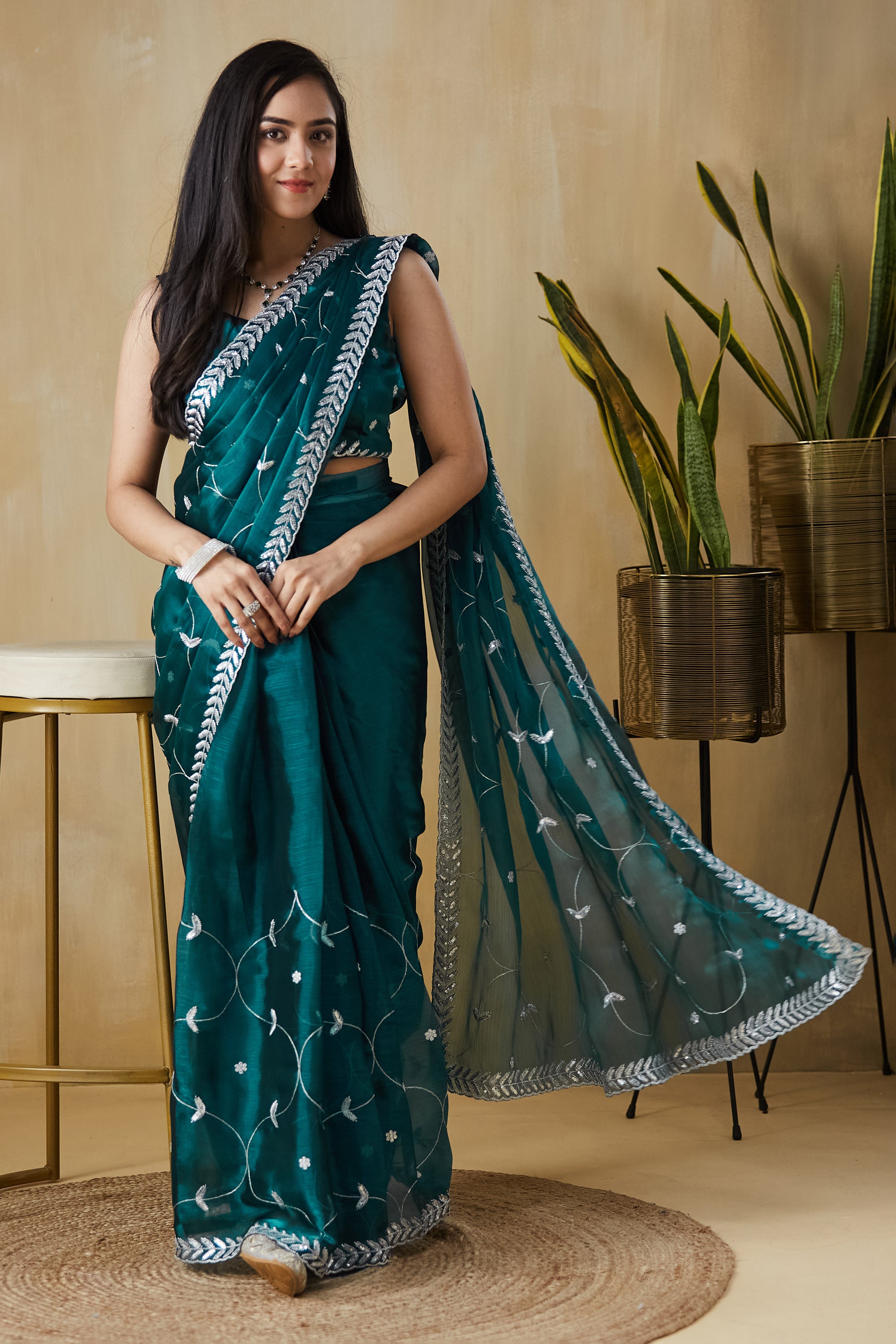 Embroidery Work Saree