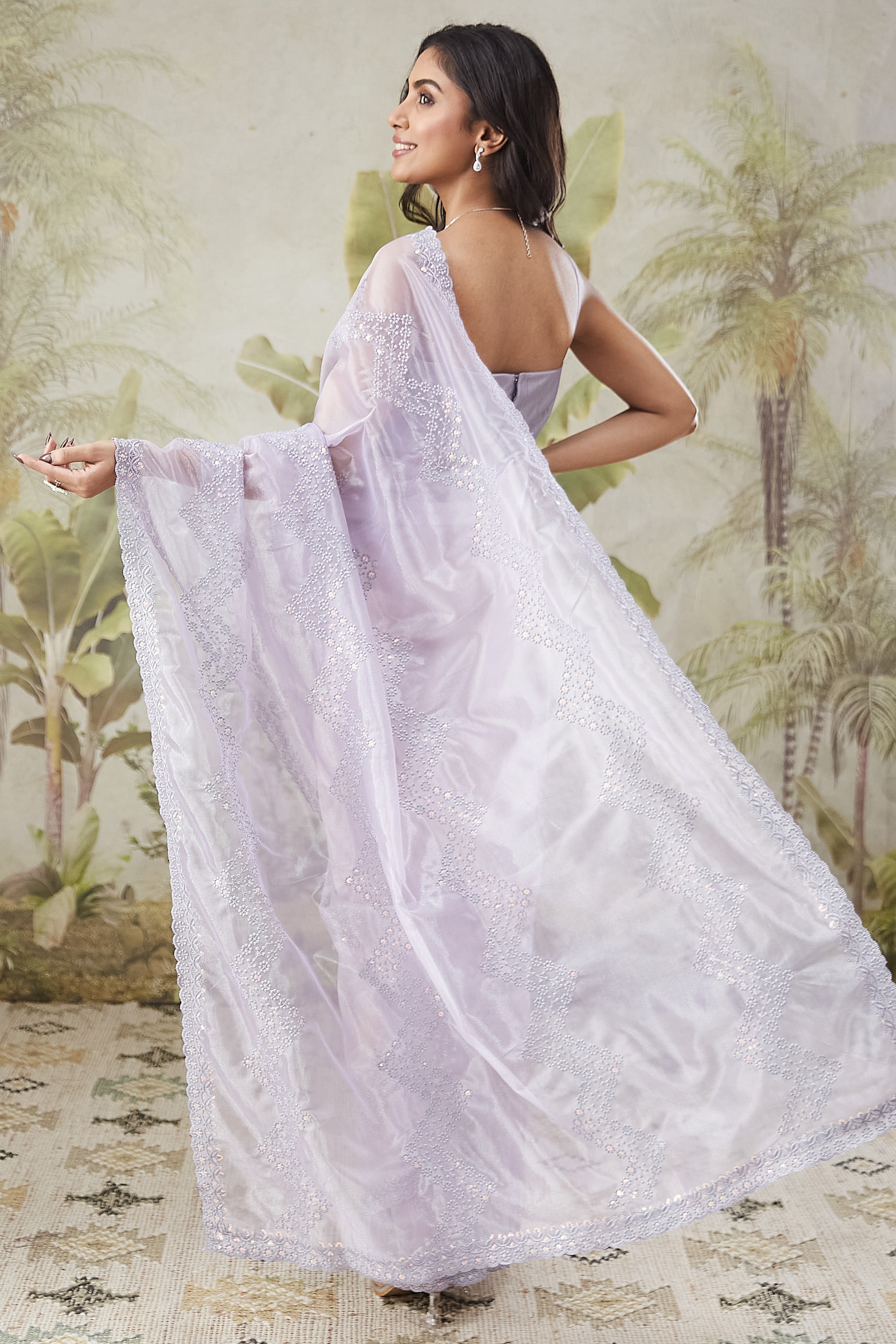 Embroidered Work Net Ready To Wear Saree