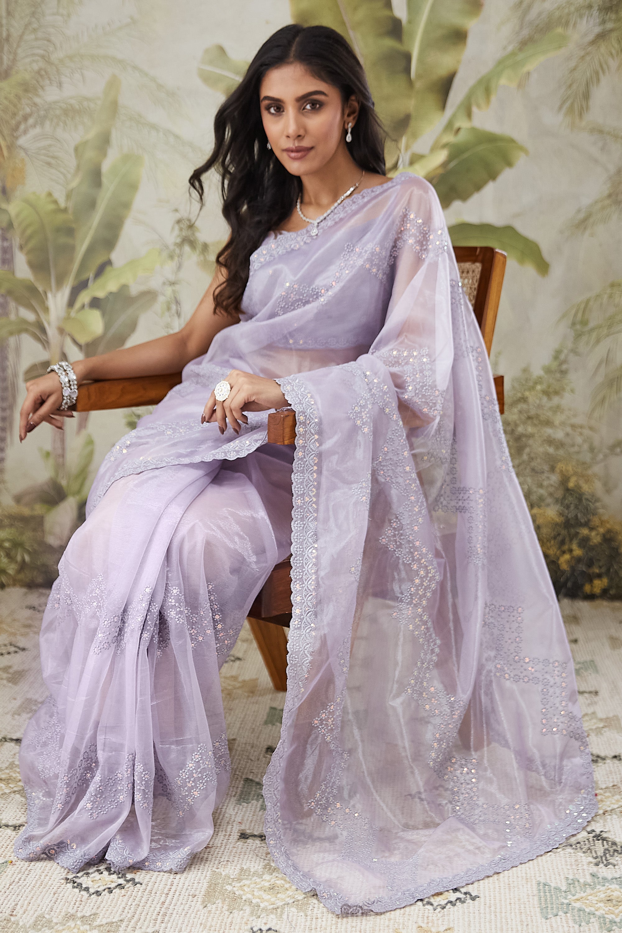Embroidered Work Net Ready To Wear Saree