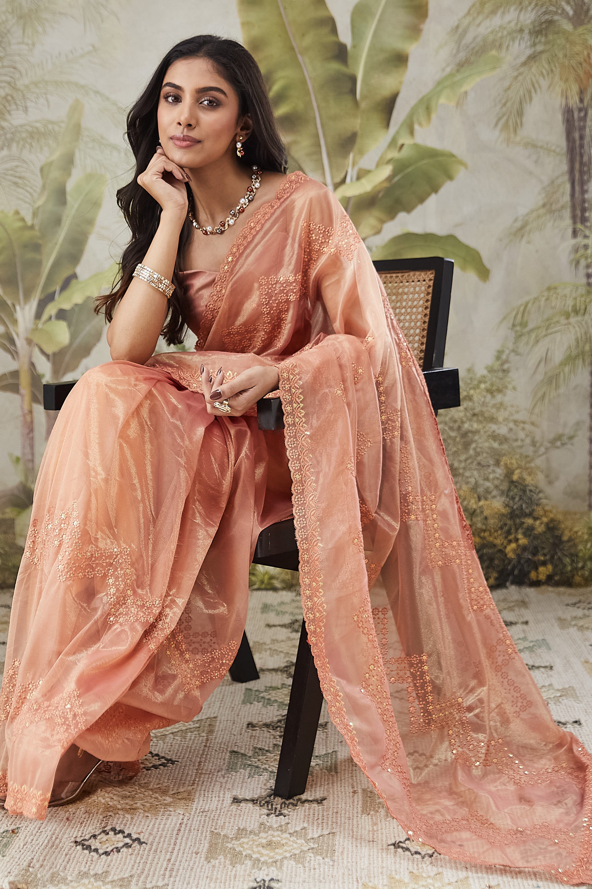 Embroidered Work Net Saree