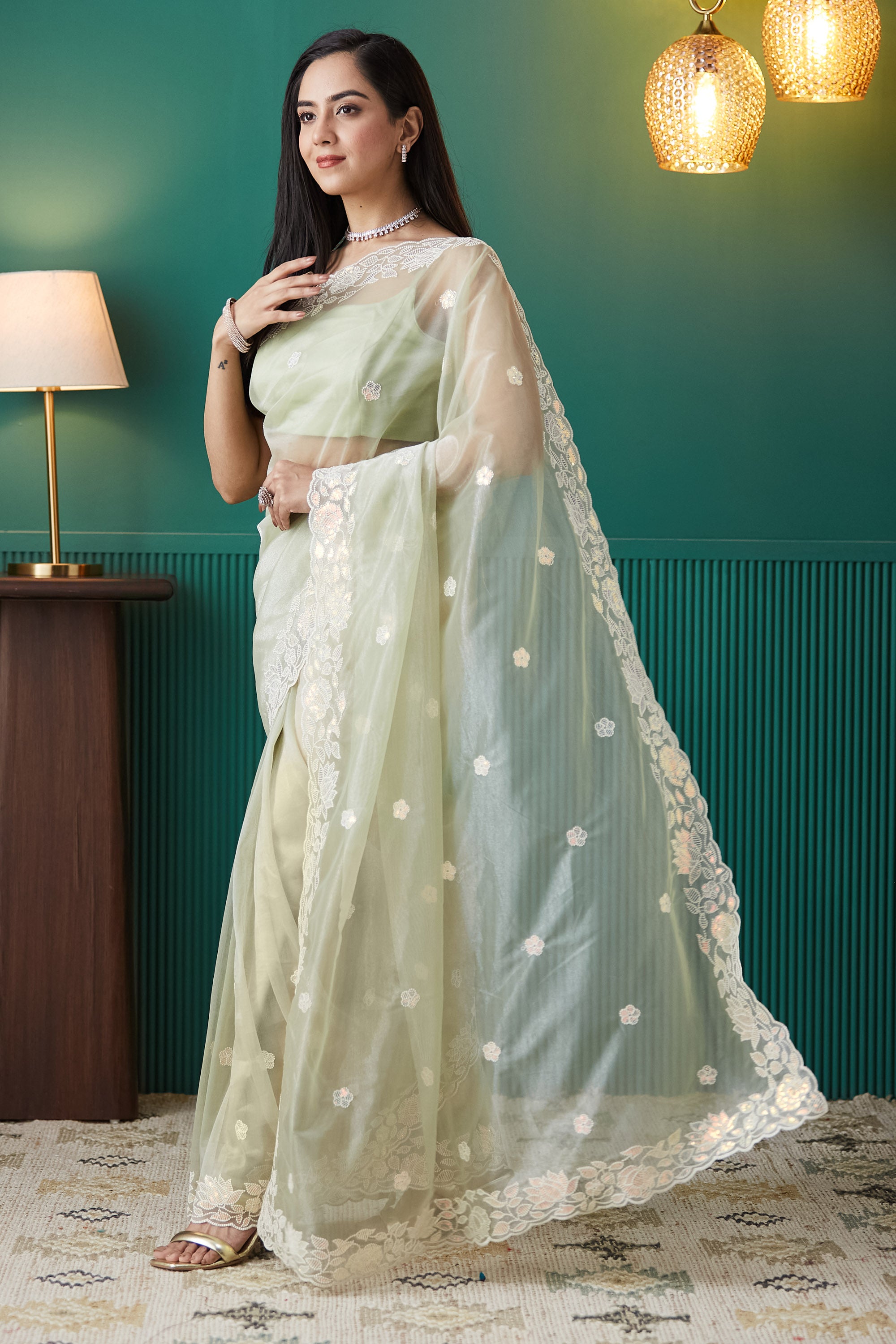 Gold Infused Embroidered Work Saree