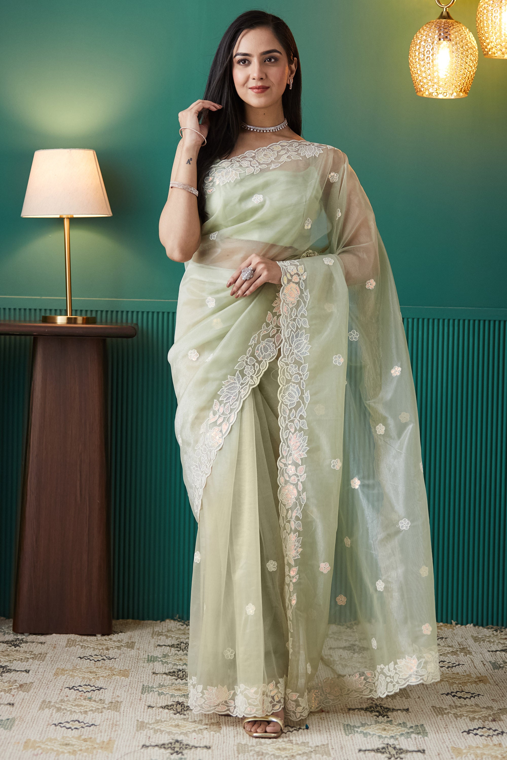 Gold Infused Embroidered Work Saree