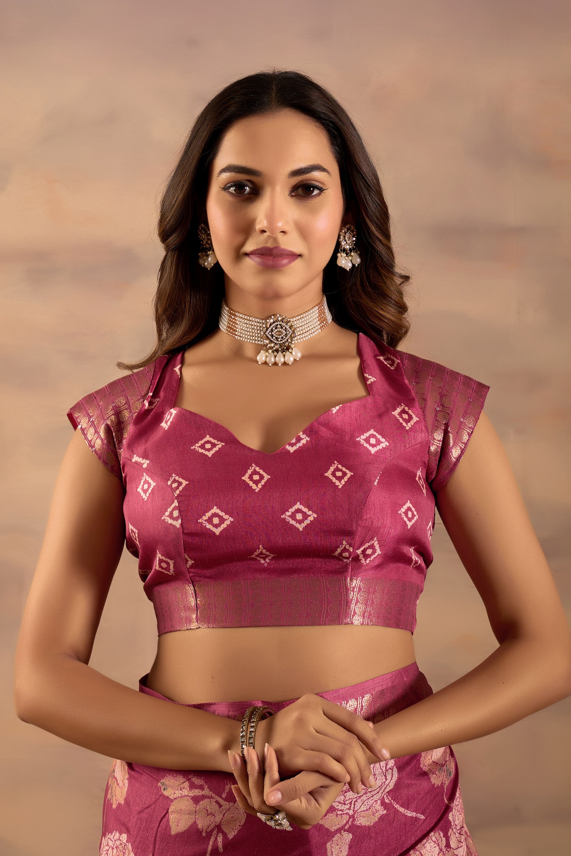 Pink Silk Cotton Floral Woven Zari Border Ready to Wear Saree
