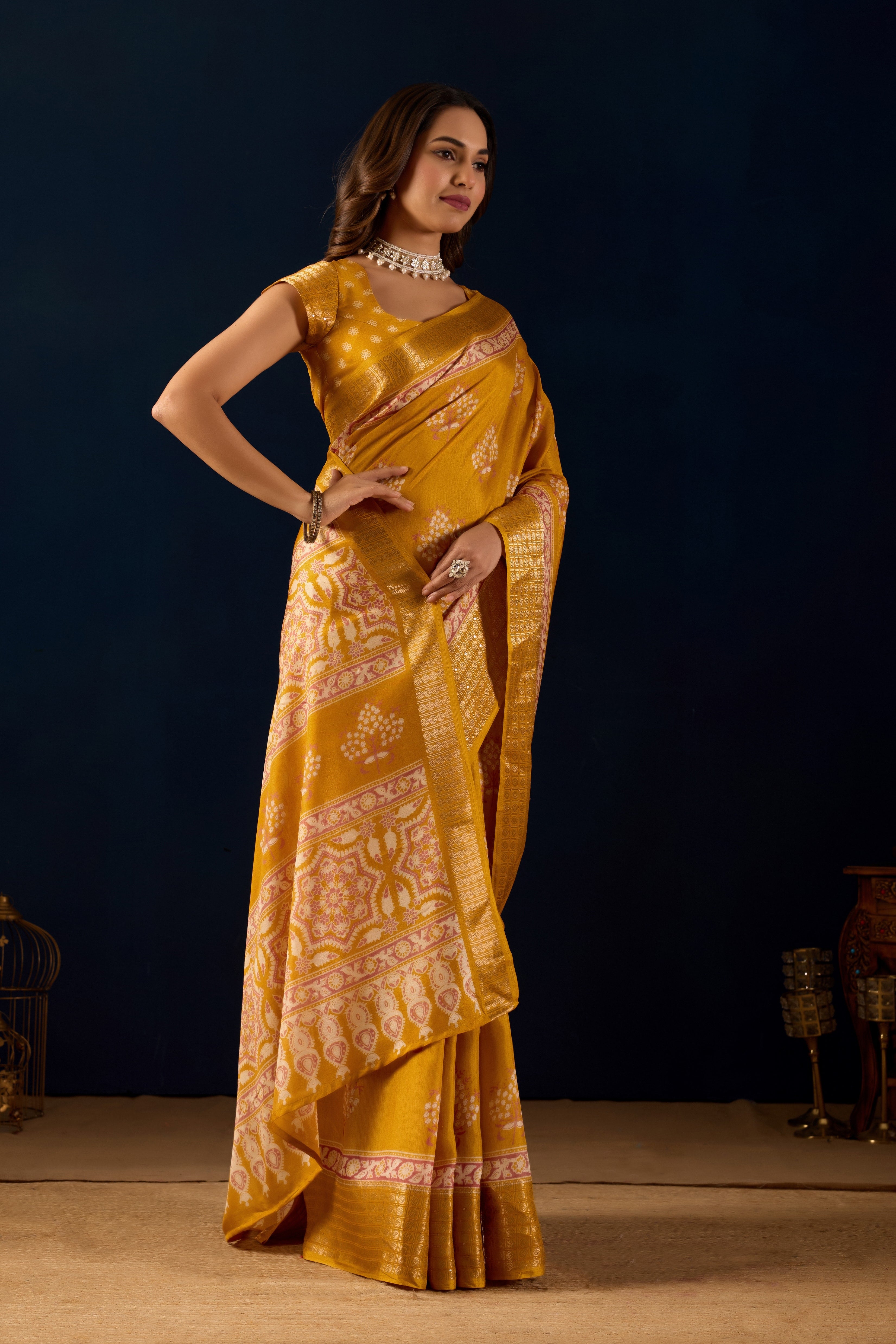 Yellow Silk Cotton Silk Woven Ready to Wear Saree