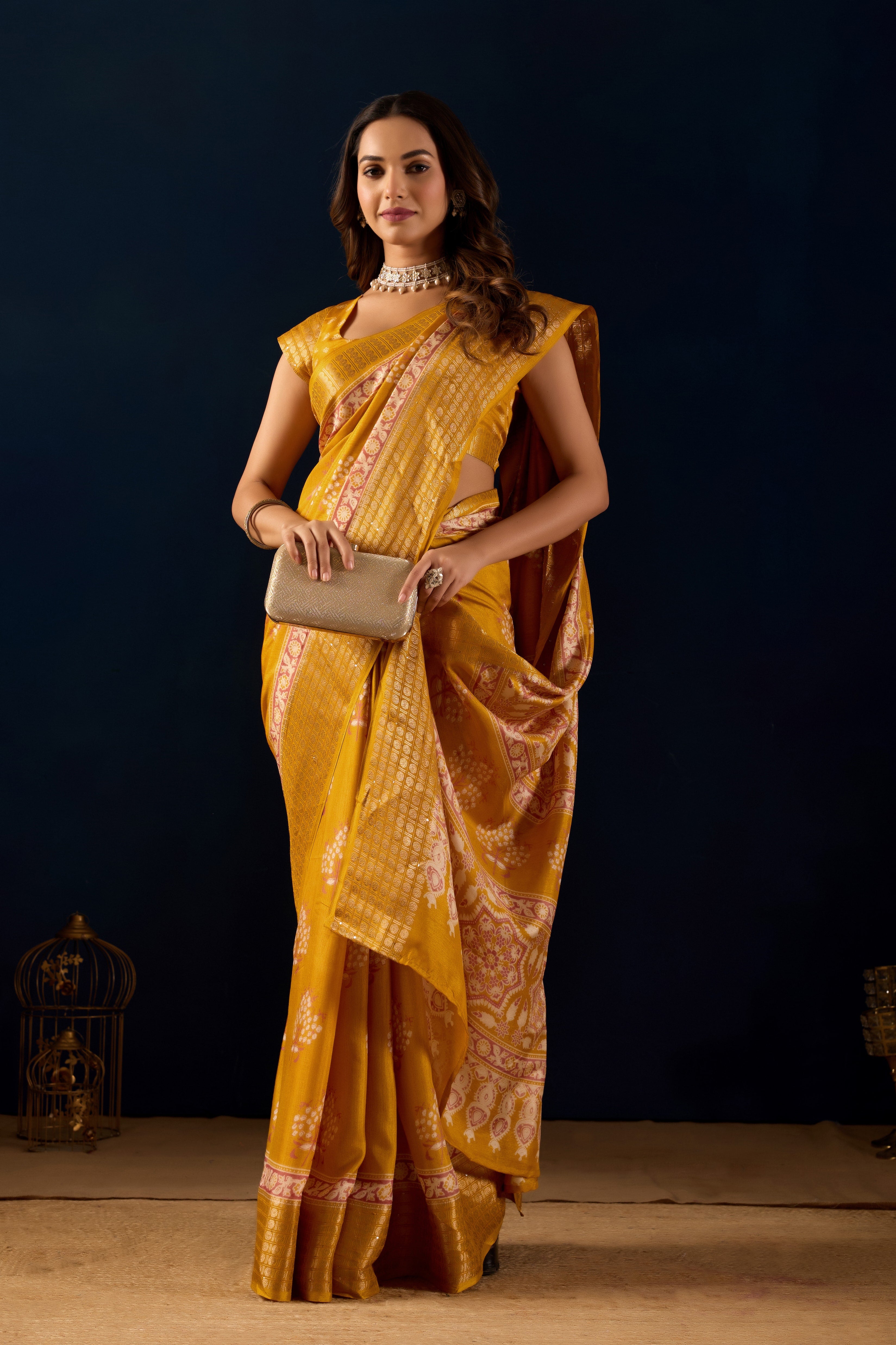 Yellow Silk Cotton Silk Woven Ready to Wear Saree