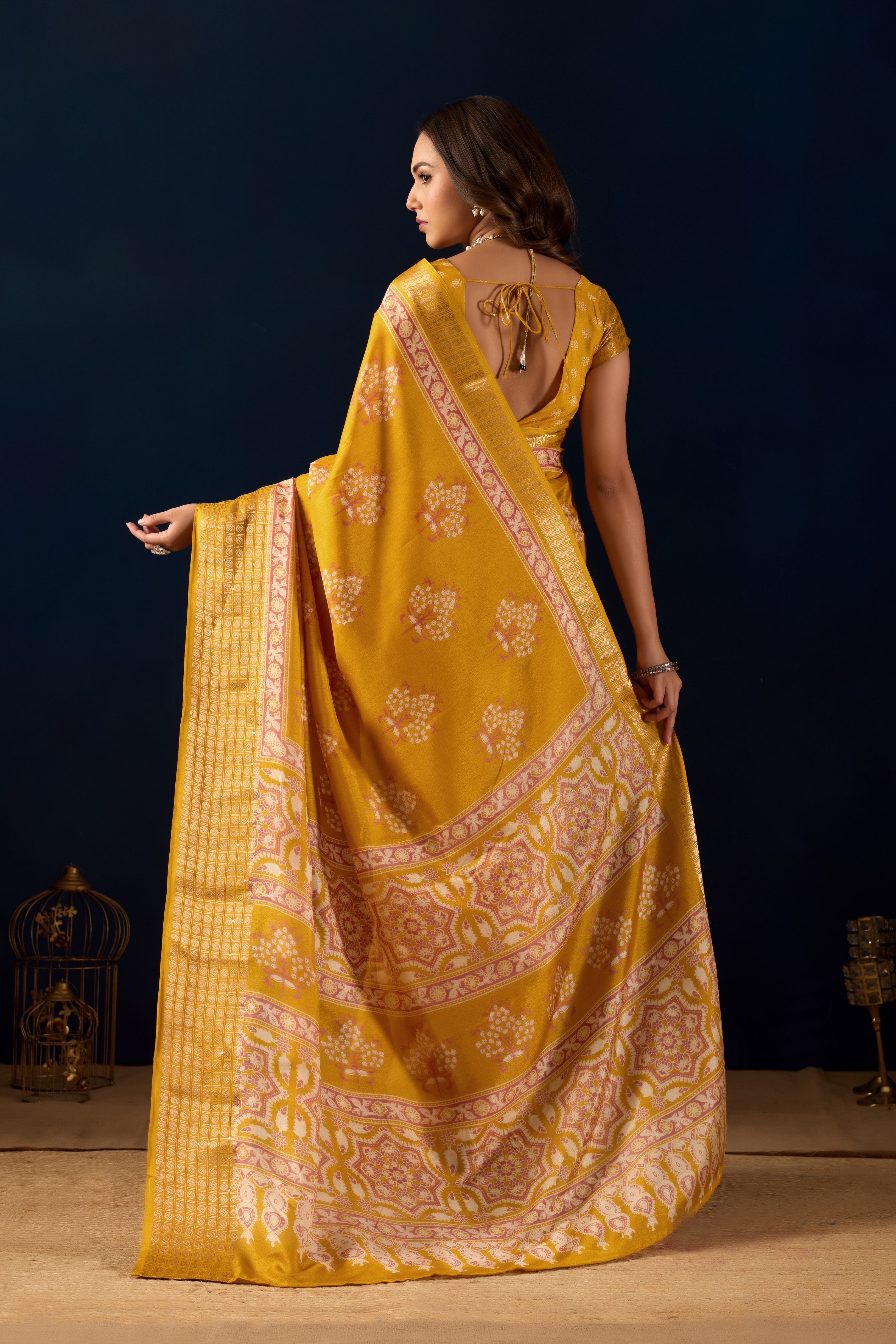 Yellow Silk Cotton Silk Woven Ready to Wear Saree