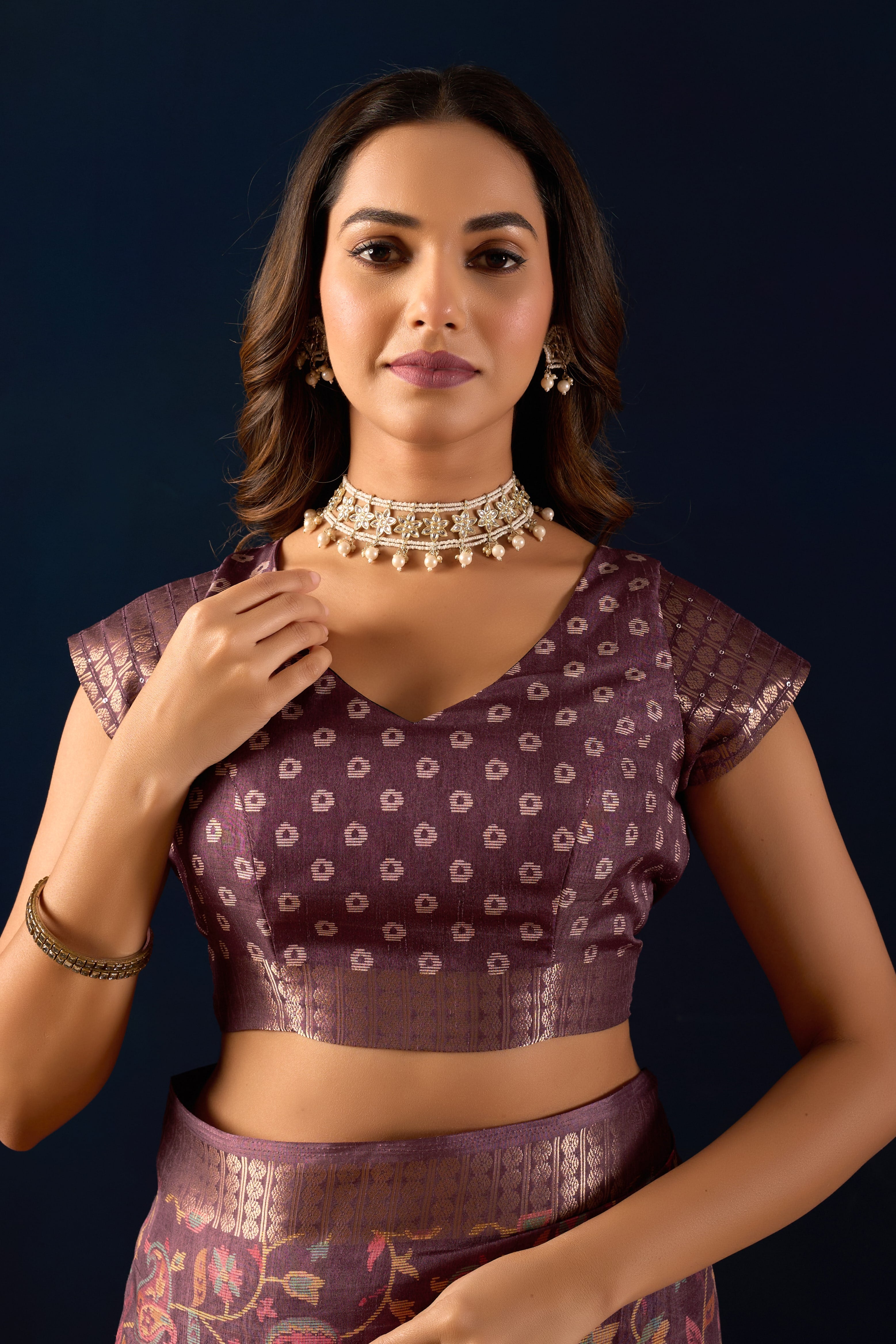 Timeless Elegance in Mauve Dola Silk with Heritage Kalamkari Prints