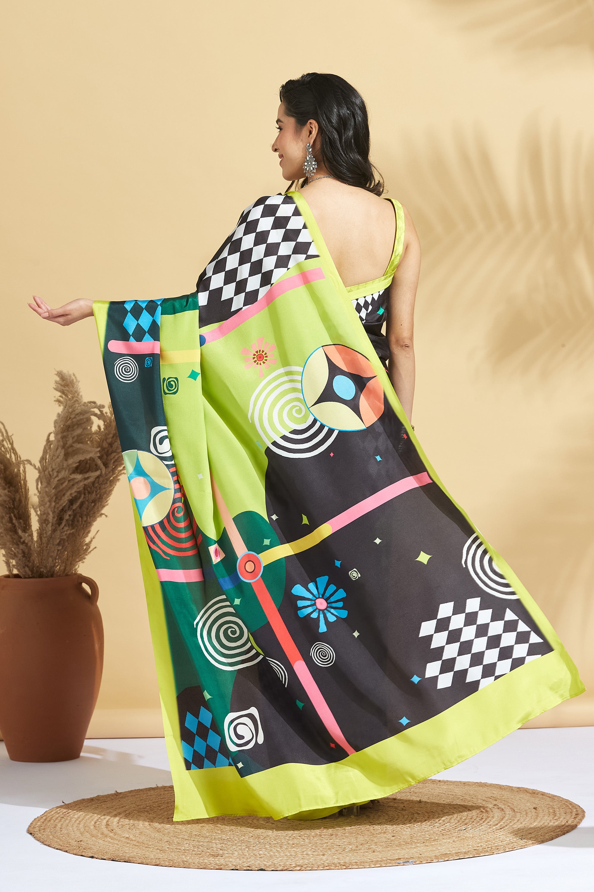 Digital Printed Chess Crape Saree