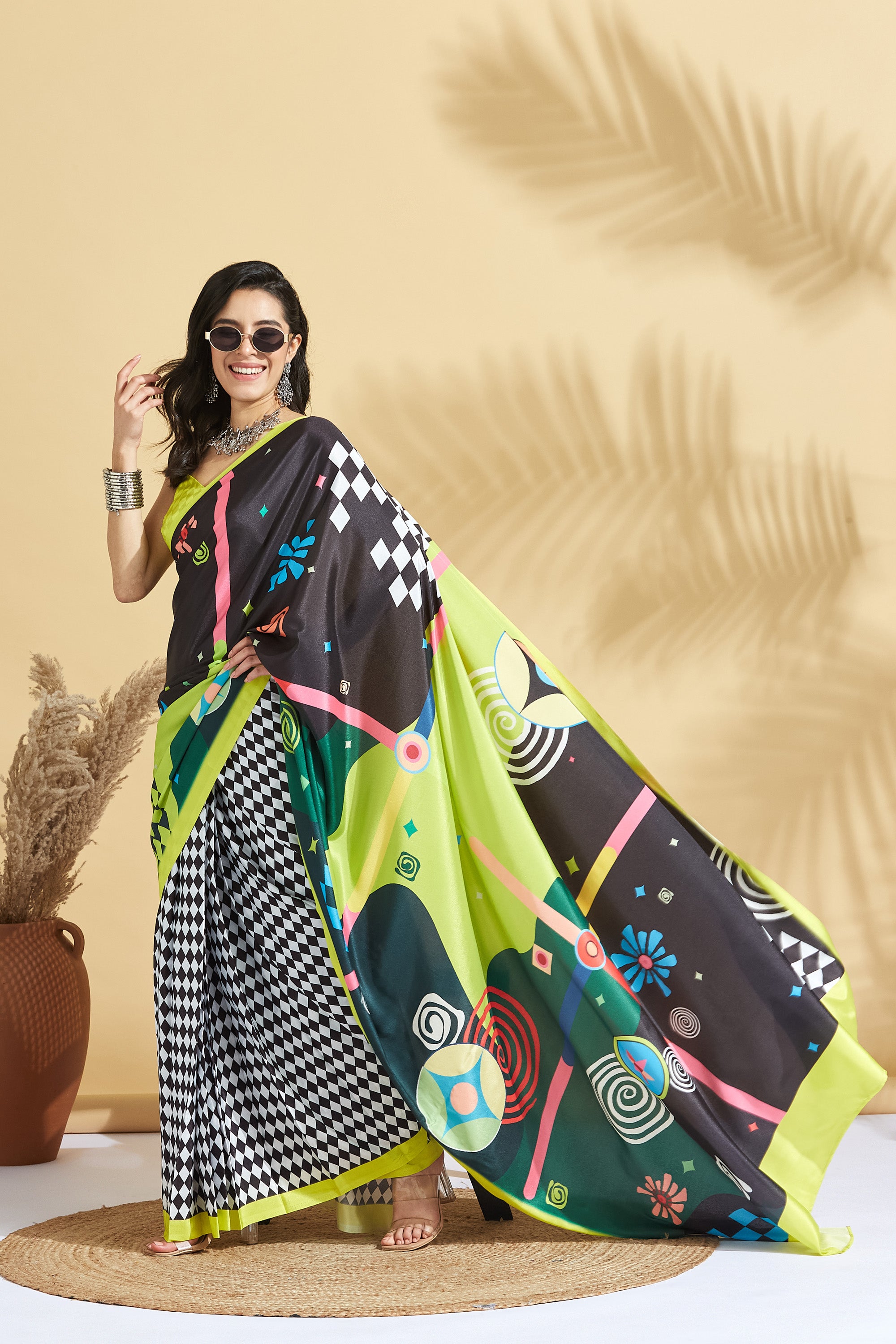 Digital Printed Chess Crape Saree