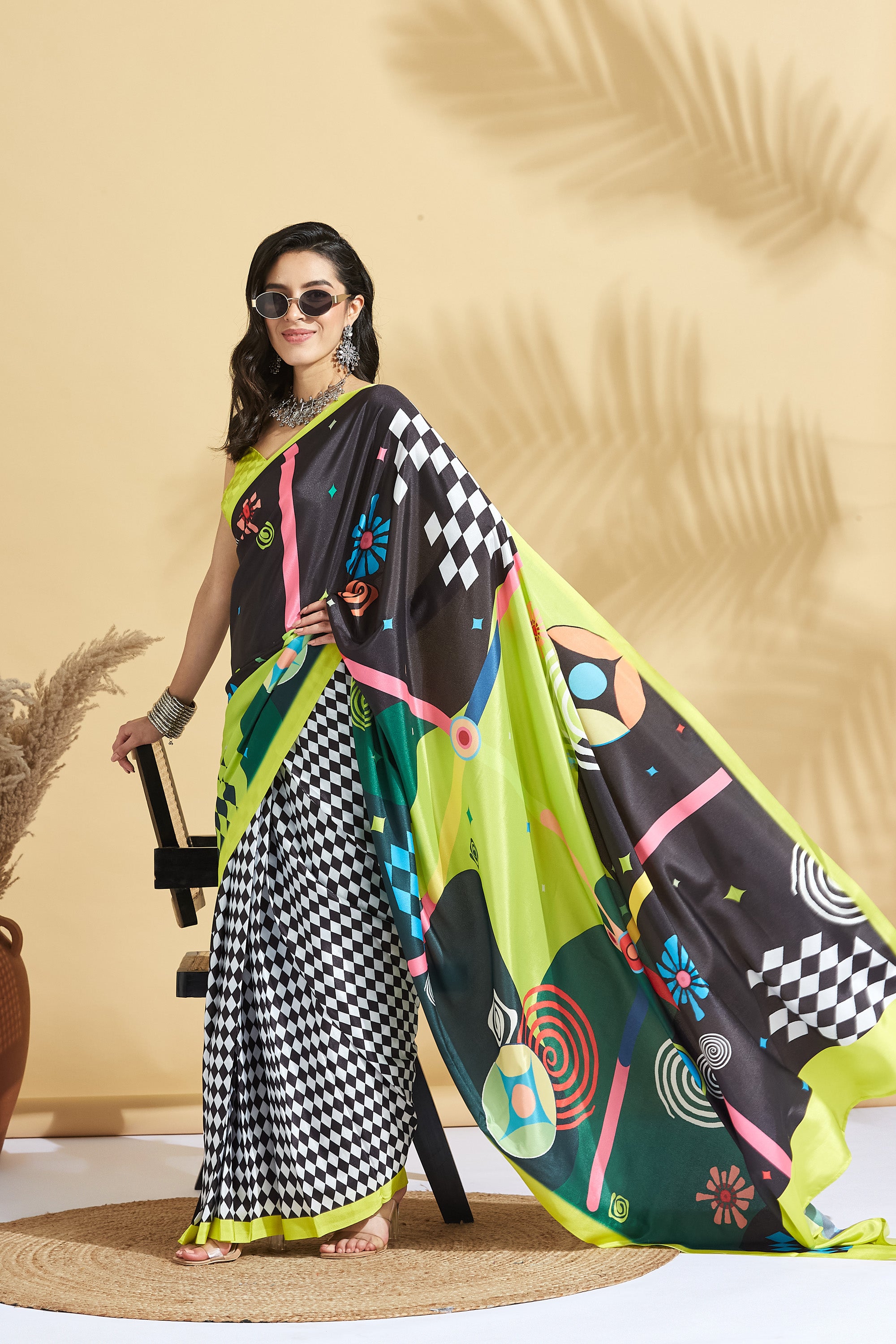 Digital Printed Chess Crape Saree